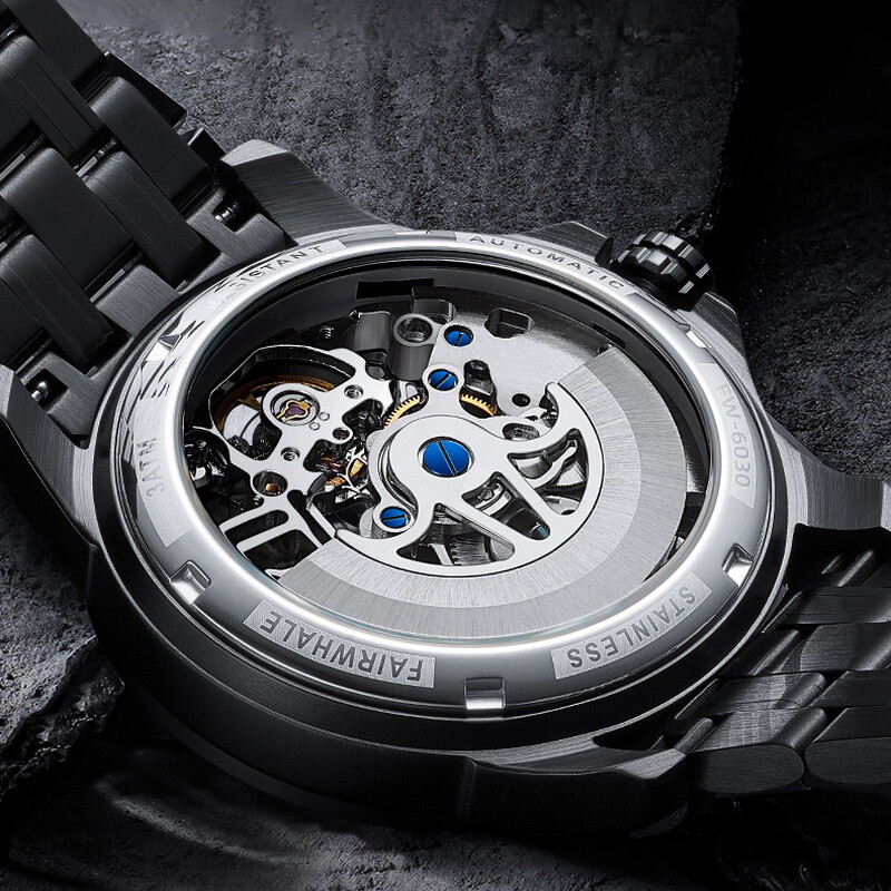 MARK FAIRWHALE Hollow Waterproof Luminous Tourbillon Automatic Mechanical Watch`