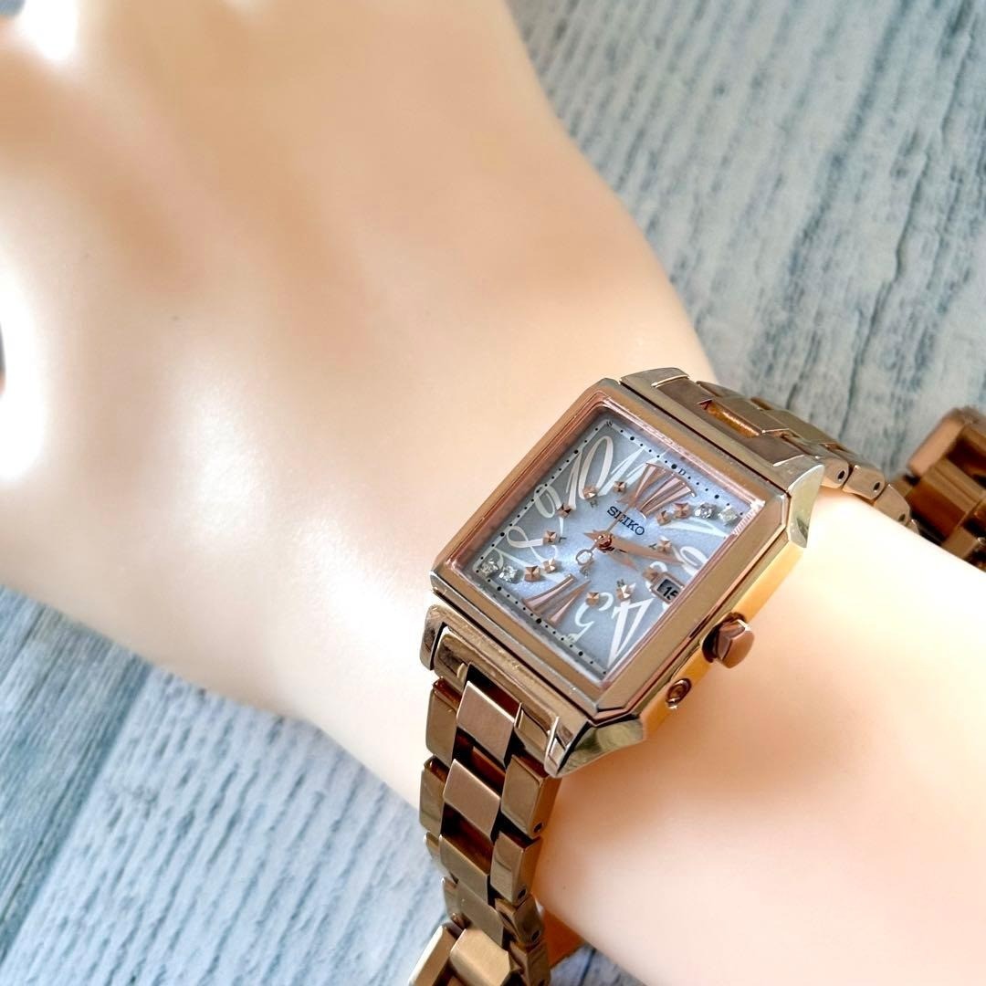 SEIKO LUKIA Women’s Wristwatch SS White Dial Pink Gold Solar Radio 1B22-0AL0