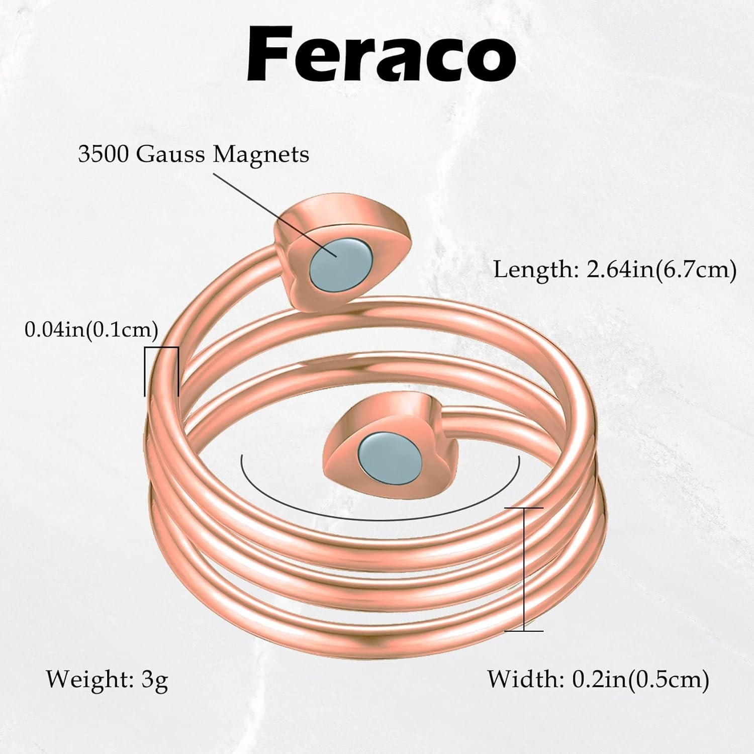 2x Copper Magnetic Rings For Women Adjustable Lymphatic Drainage Thumb Jewelry