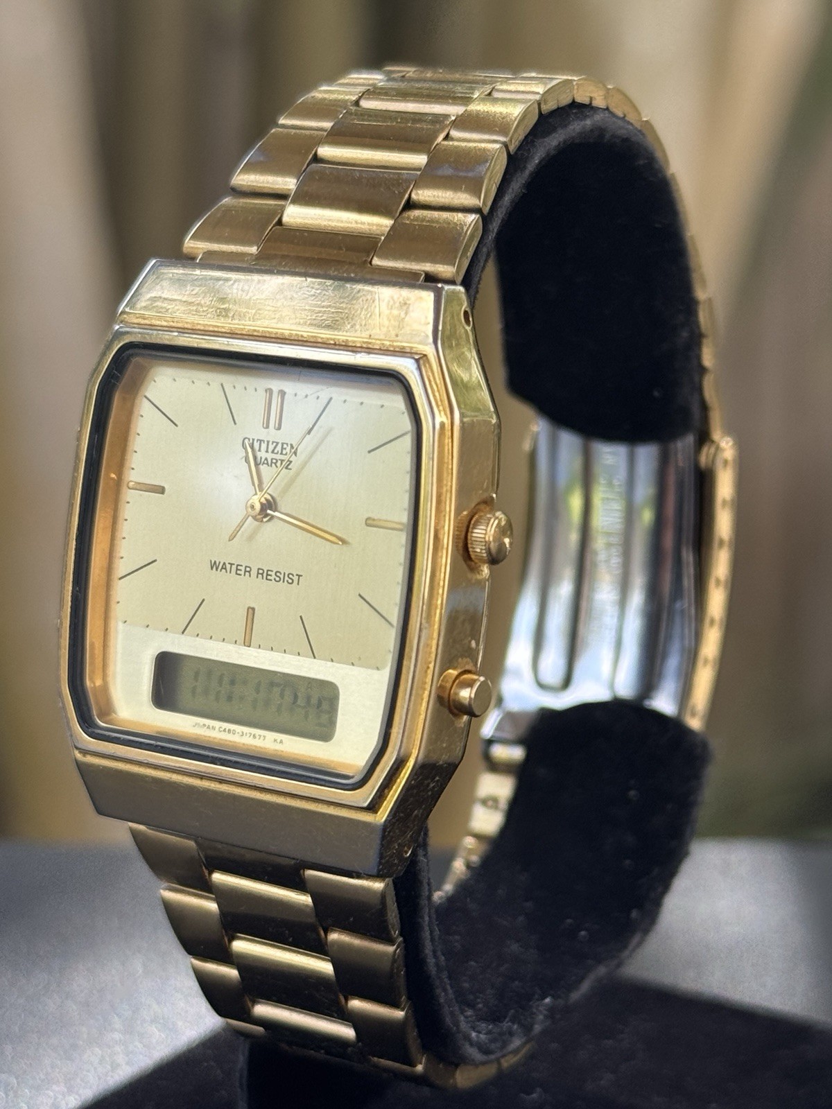 Citizen Quartz Vintage Analog-Digital LCD Gold Tone 31mm | Alarm Chrono Date