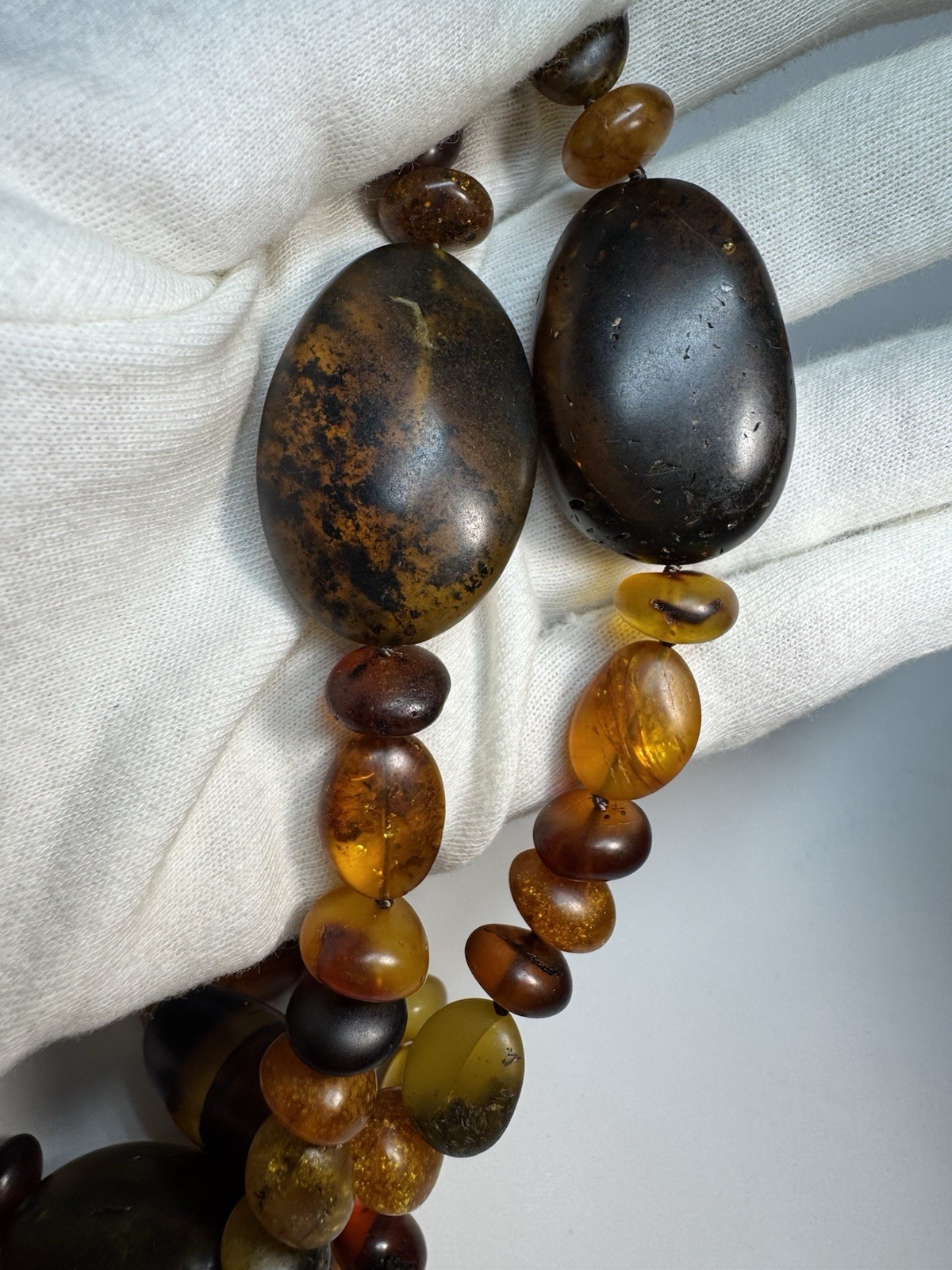 Natural Baltic Amber Statement Necklace, Dark Cognac Butterscotch 79g 80cm