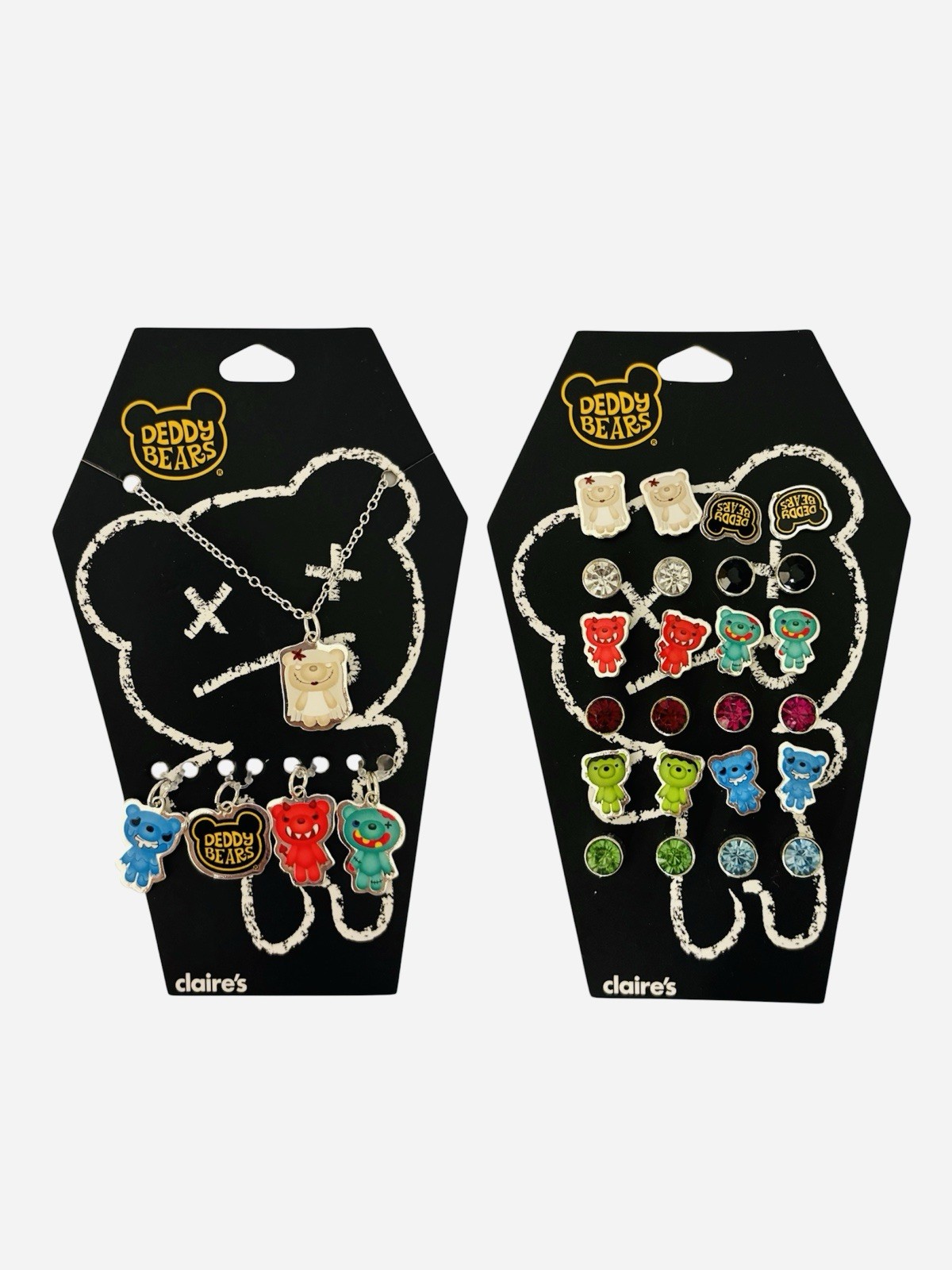 Claire’s Deddy Bears 12 Earrings and Necklace With 5 Charm Set New NWT