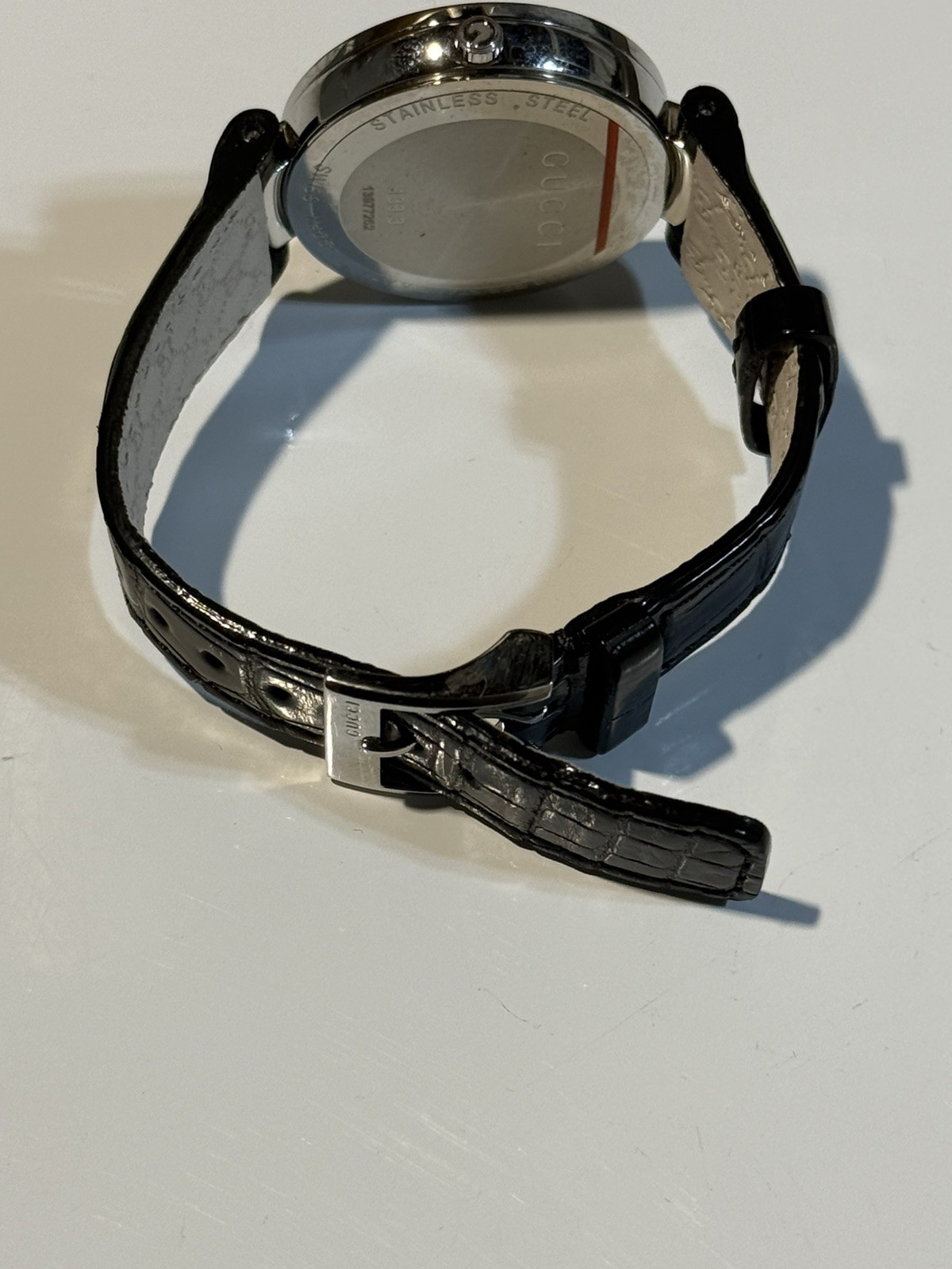 Gucci YA133312 Interlocking-G Grammy diamond bezel Unisex Black Leather strap