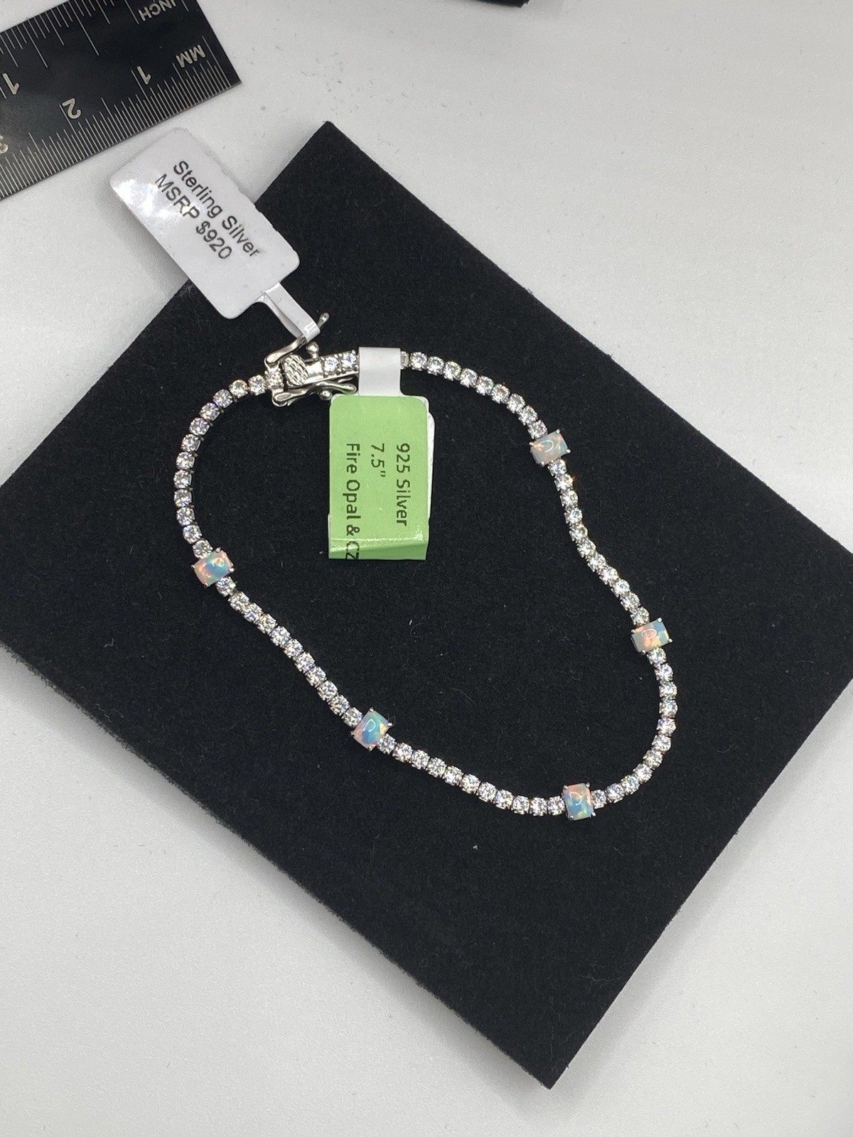 Fire Opal Tennis Bracelet 7.5” – 925 Sterling Silver,Anniversary / Birthday gift