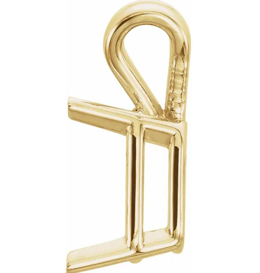 6mm x 8mm Emerald Cut 14k Yellow Gold Wire Basket 4 Prong Pendant Setting Mount