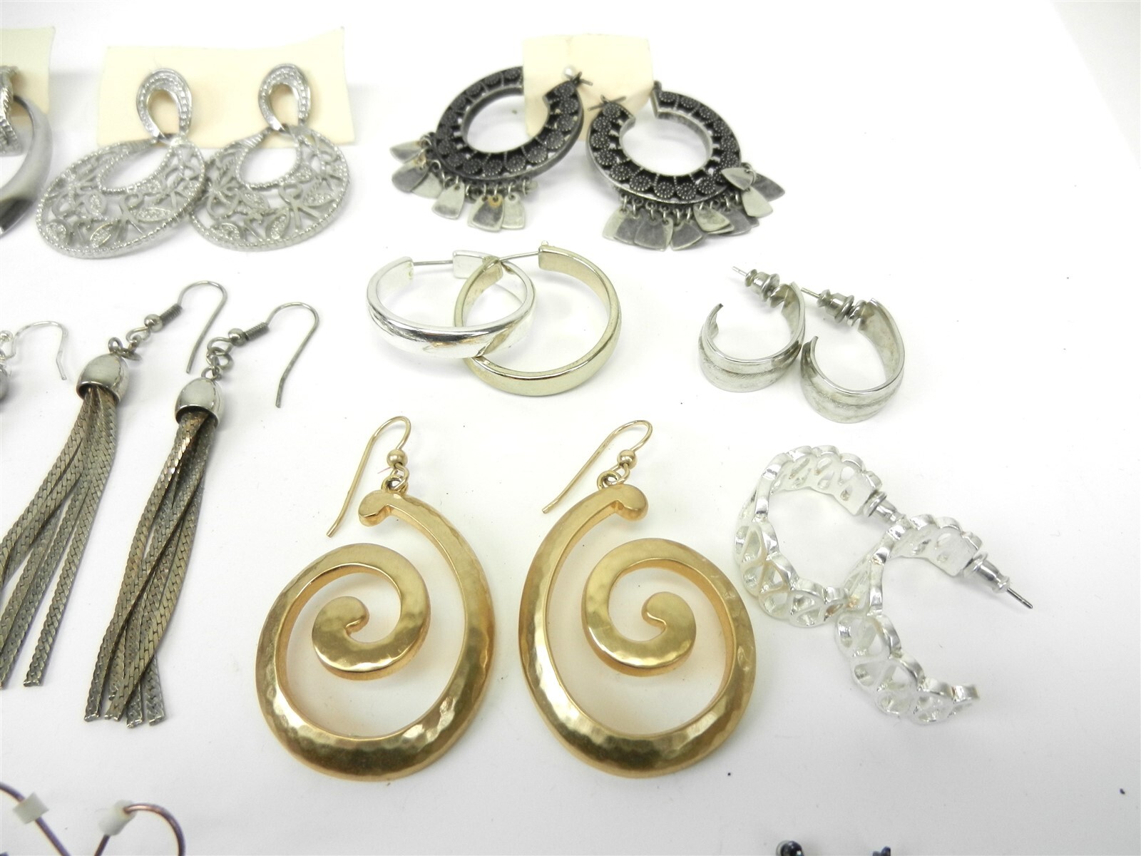 24 Pr Pierced Dangle Drop Hoop Earrings Assorted Colors Styles Silver Tone T74K