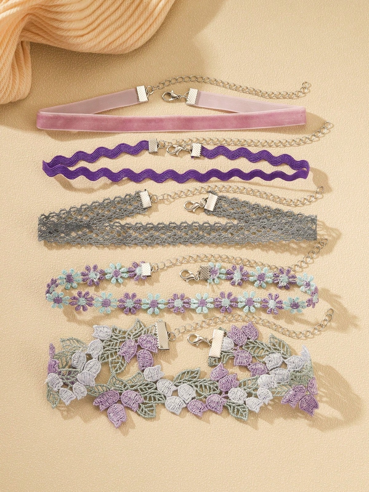 5PCS Choker for Women Multicolor Lace Velvet Choker Set Layered Classic Choker