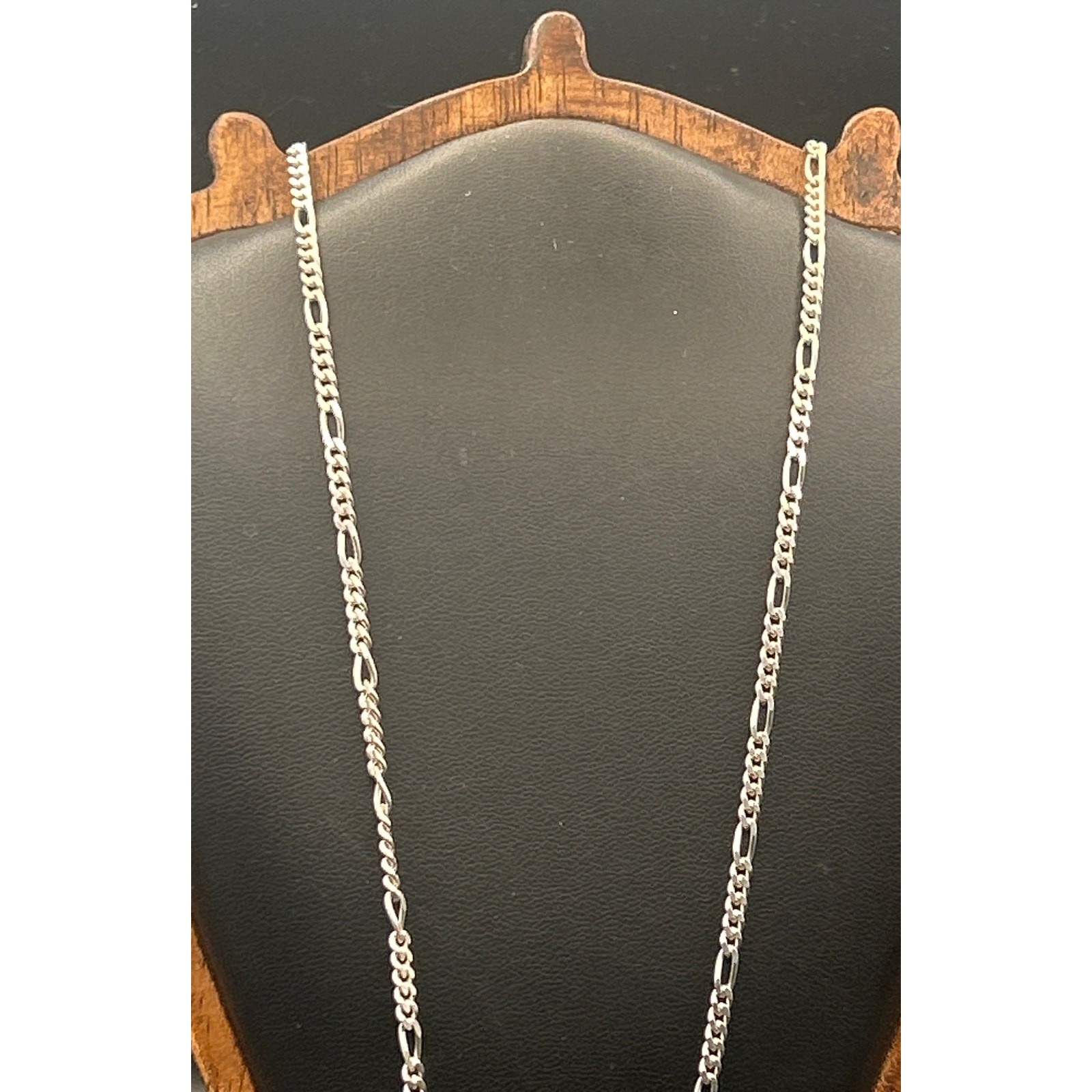 Vintage HBI Italy 925 Sterling Silver 3mm Figaro Chain 24″ Rhodium Finish Clean