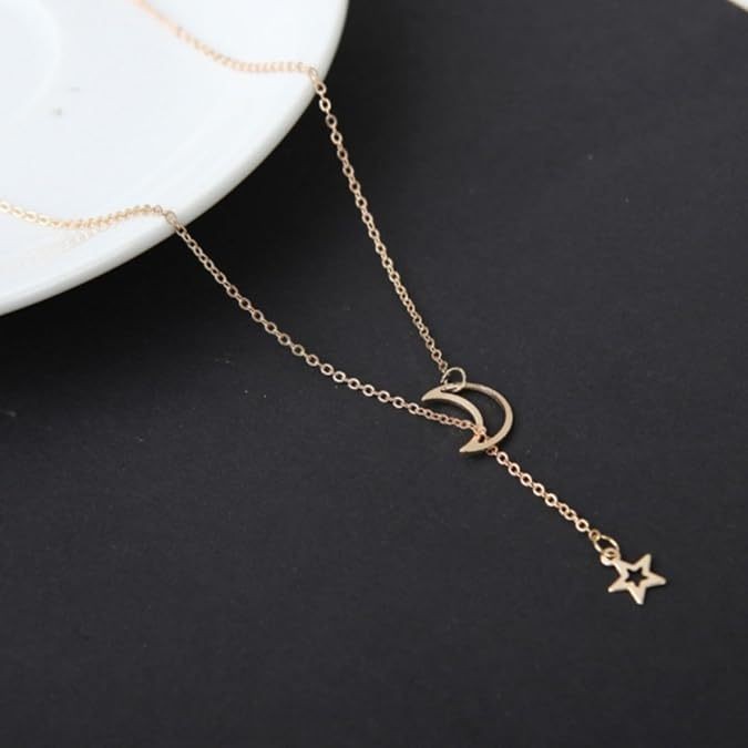 1Pcs Moon & Star Pendant Choker, Elegant Short Chain for Women Bulk