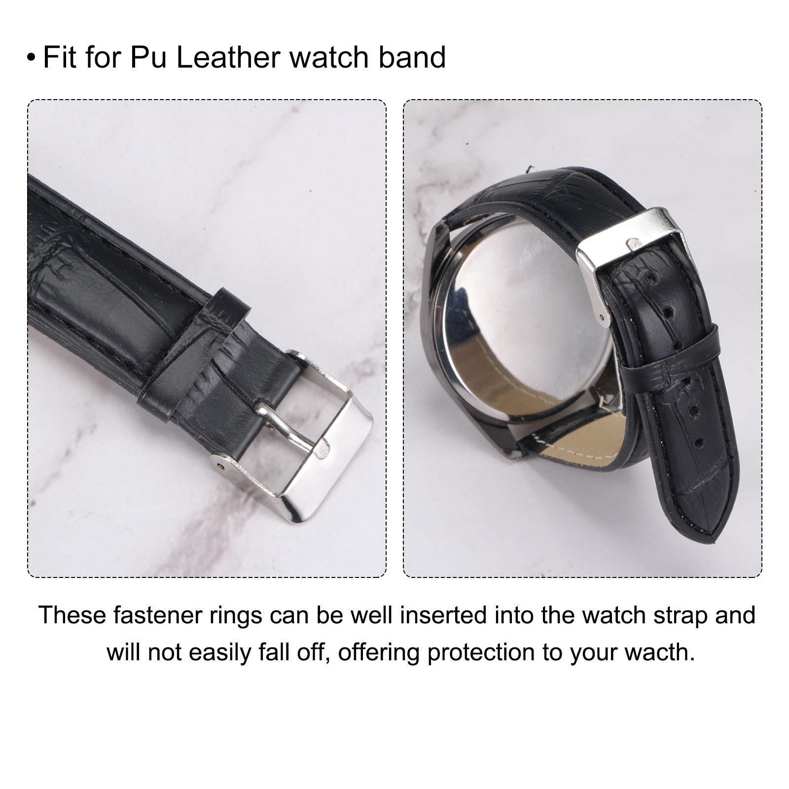 4Pcs PU Leather Loops Retaining Ring for 22mm Width Watch Band Dark Brown