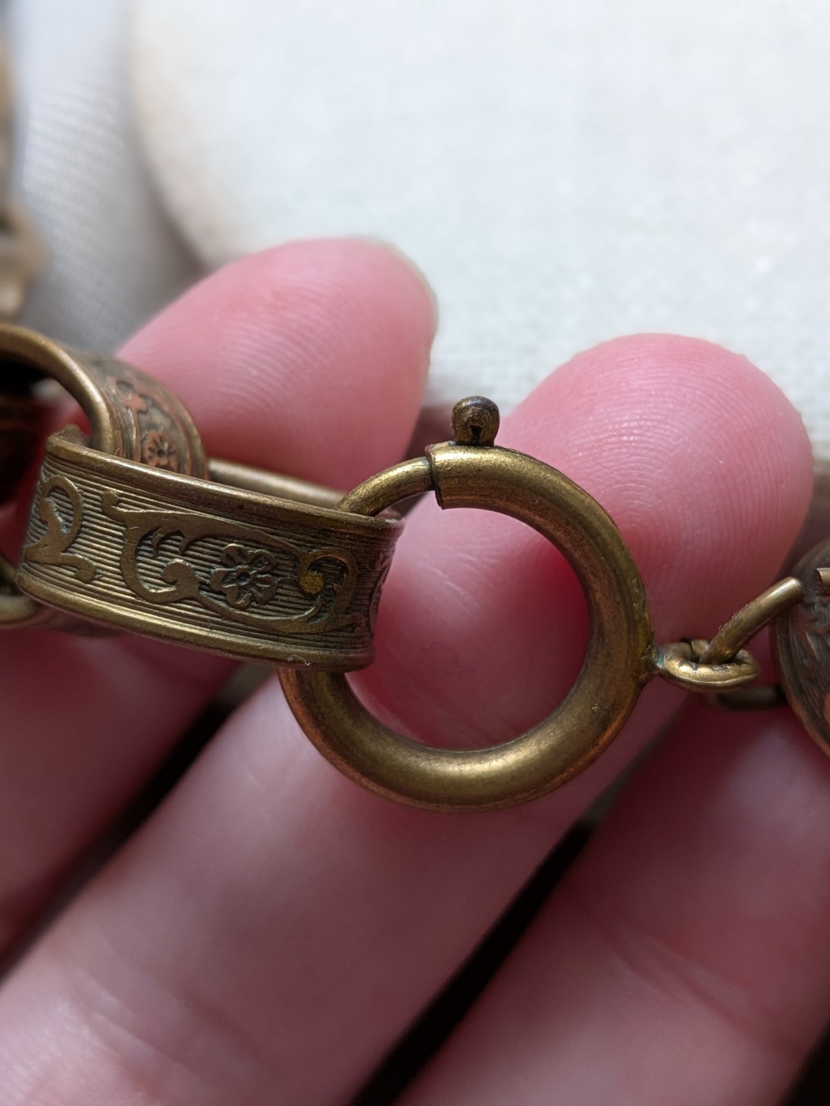Antique Victorian Revival Brass Belcher Chain Necklace-Signed Germany