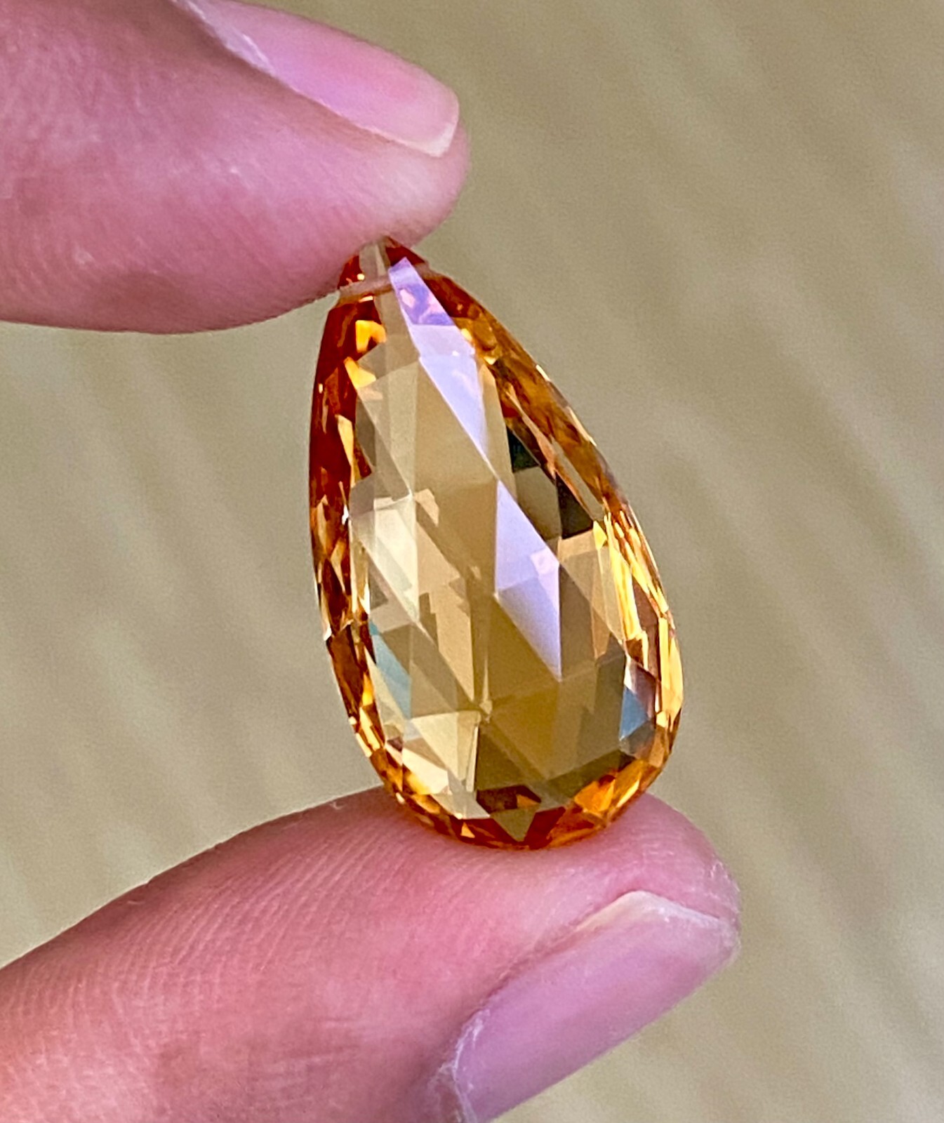 Genuine Citrine Drops Almond shape / Big size 24X12MM Citrine side drilled stone