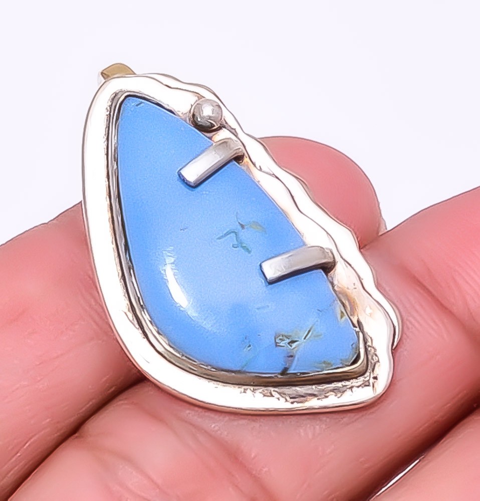 Blue Opal – Owyhee Handmade Silver Plated Israeli Jewelry Pendant 1.37″ A330