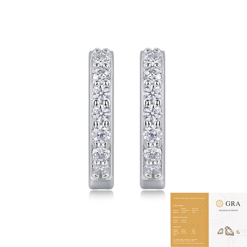 925 Sterling Silver Tremella Circle Moissanite Earrings Sweet Commuter Women Jew