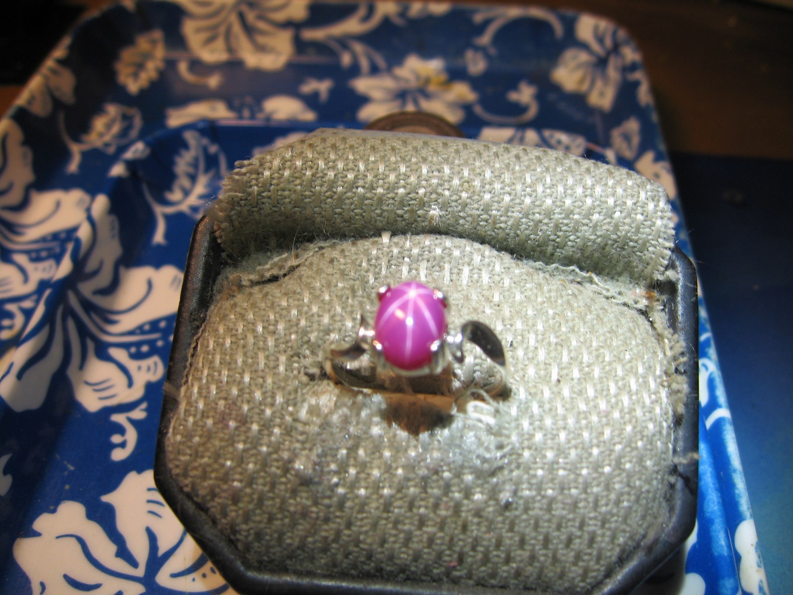 9X7MM BURGUNDY LINDE STAR SAPPHIRE RING 925 STERLING SILVER SIZE 8