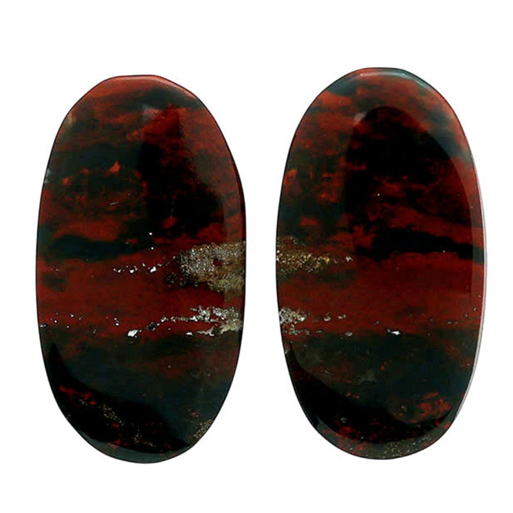 Natural Blood Stone Pair 13.2×24.65×4.3 mm Oval Shape Gemstone LS32-06980