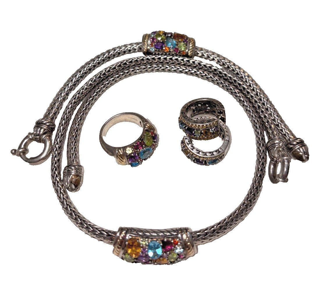 EFFY Balissima Collection, 925 Sterling Silver and 18K Yellow Gold Mixed Stones