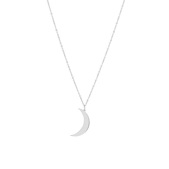 Crescent Moon Necklace Silver Plated Pendant Dainty Chain Jewelry Women Gift