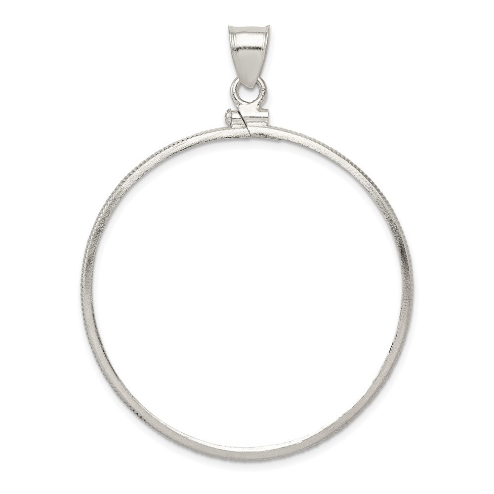 Sterling Silver Polished 40.6 x 3.1mm Screw Top Coin Bezel Pendant L-2.11 Inch