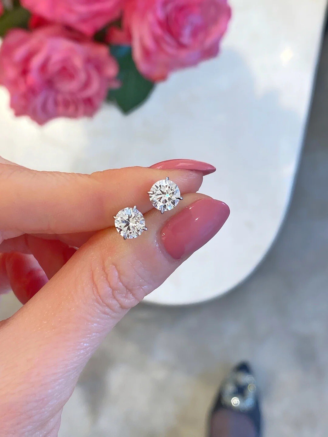 3.00 Ct Round Cut VVS1/D Lab Created Stud Earrings 14k White Gold 7mm Push Back