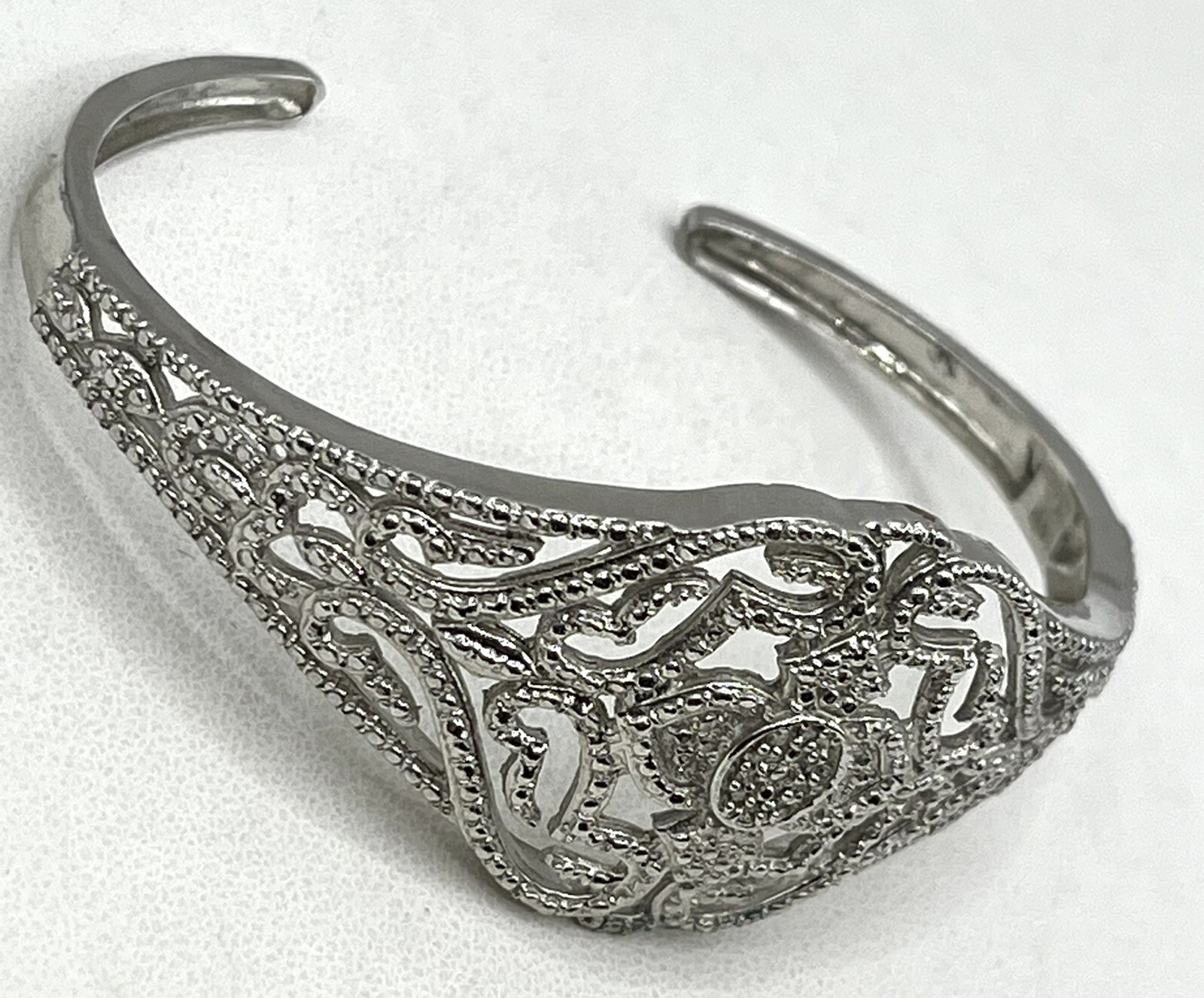 Vintage KARIS STS Silver plated FAUX MARCASITE Crystal CUFF Bracelet LOVELY