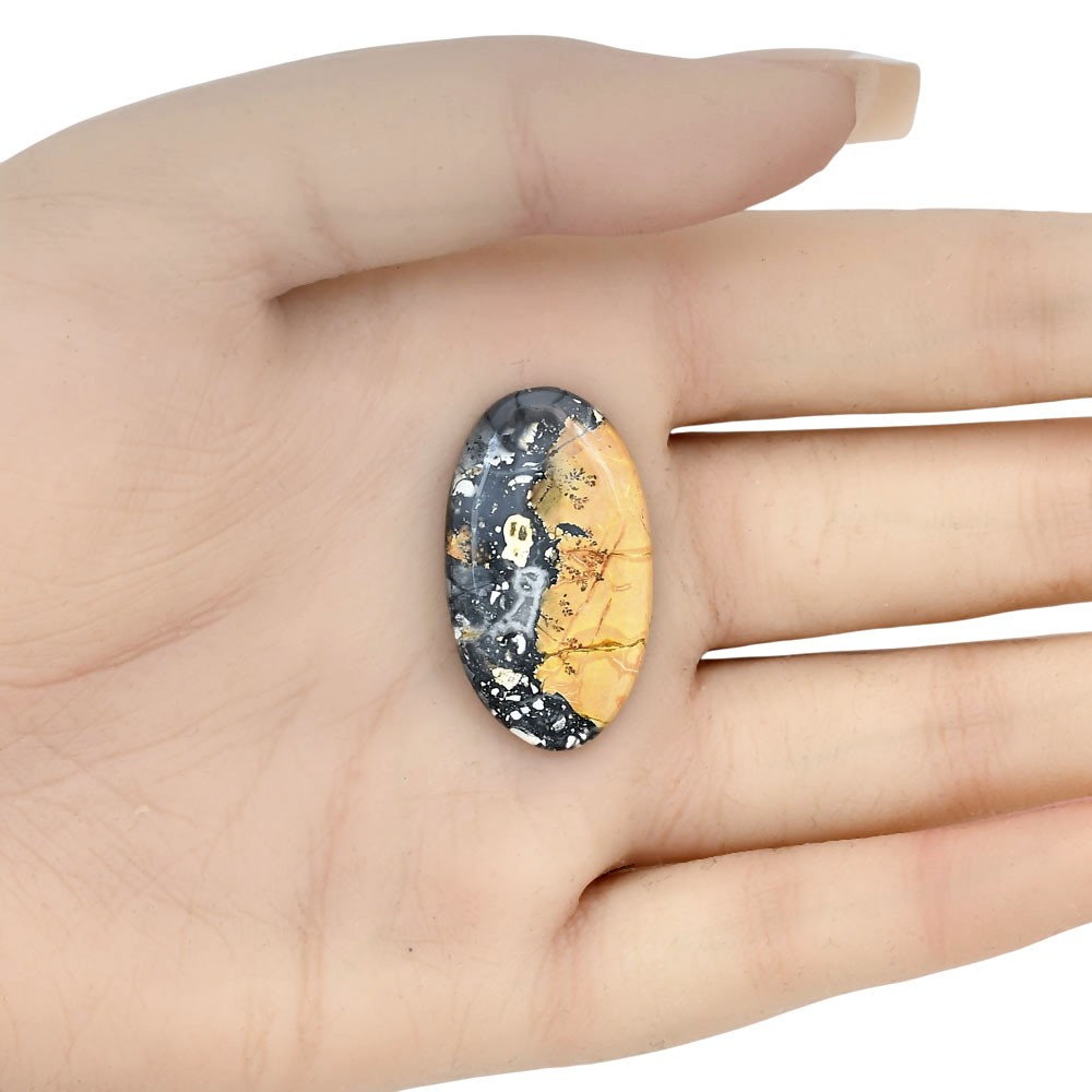 Natural Maligano Jasper 31.32×17.9×4.7 mm Oval Polished Gemstone LS03187-53