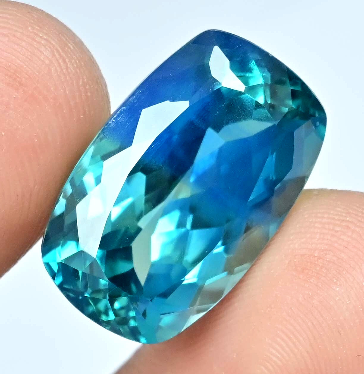26.75 Ct Natural Bi-Color Paraiba Tourmaline Certified Cushion Loose Gemstone