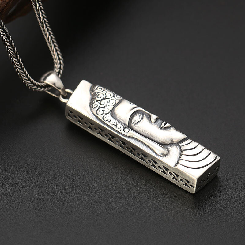 1pcs Pure Sterling S925 Silver Pendant Men Women Lucky Half Buddha Pendant