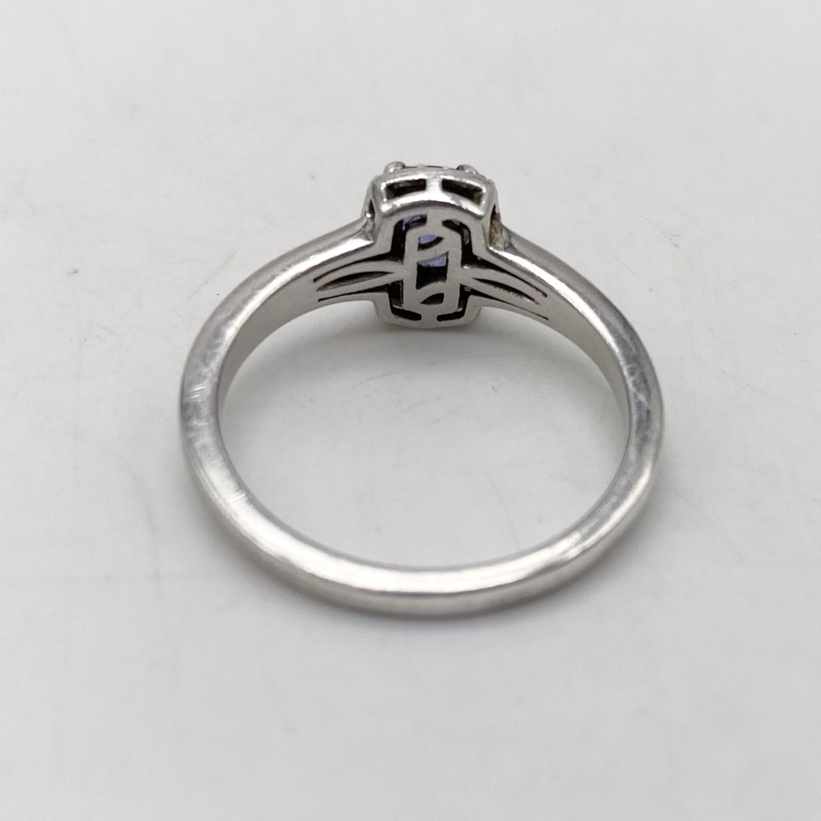 Vintage Sterling Silver Ring Tanzanite And CZs STS Jewels Inc Size 8 Pls Read