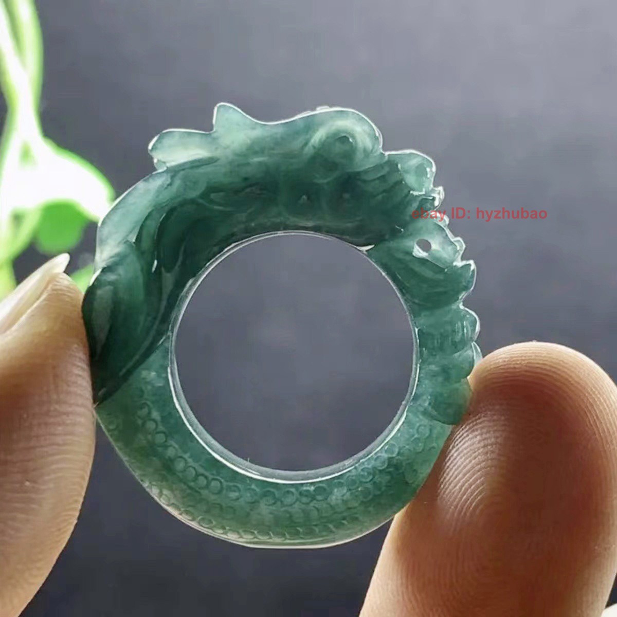 Certified Natural Burma Grade A Jade jadeite Carved Dragon Men Women Lucky Ring