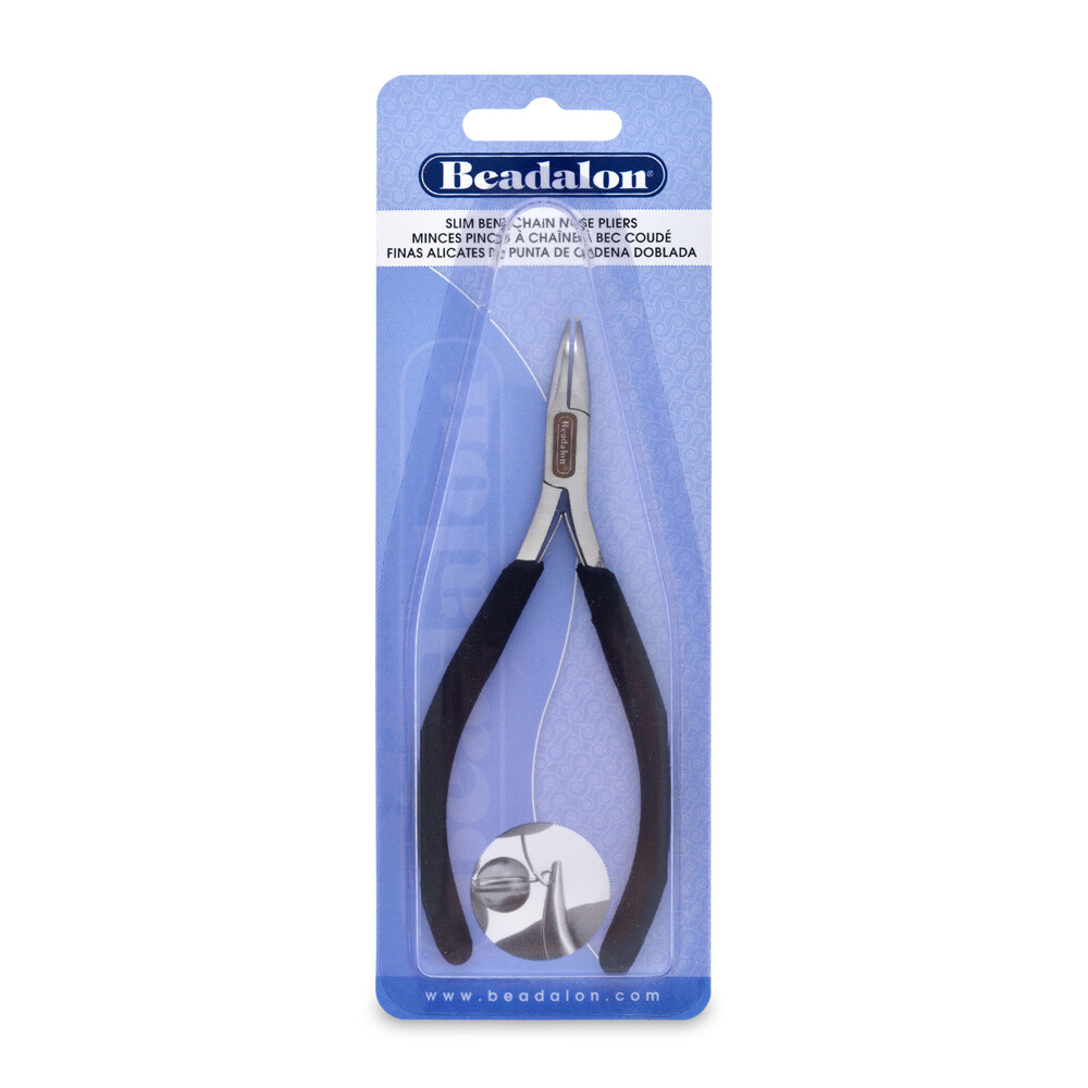 Beadalon® Slim Line Bent Chain Nose Pliers Stainless Steel Black Handles