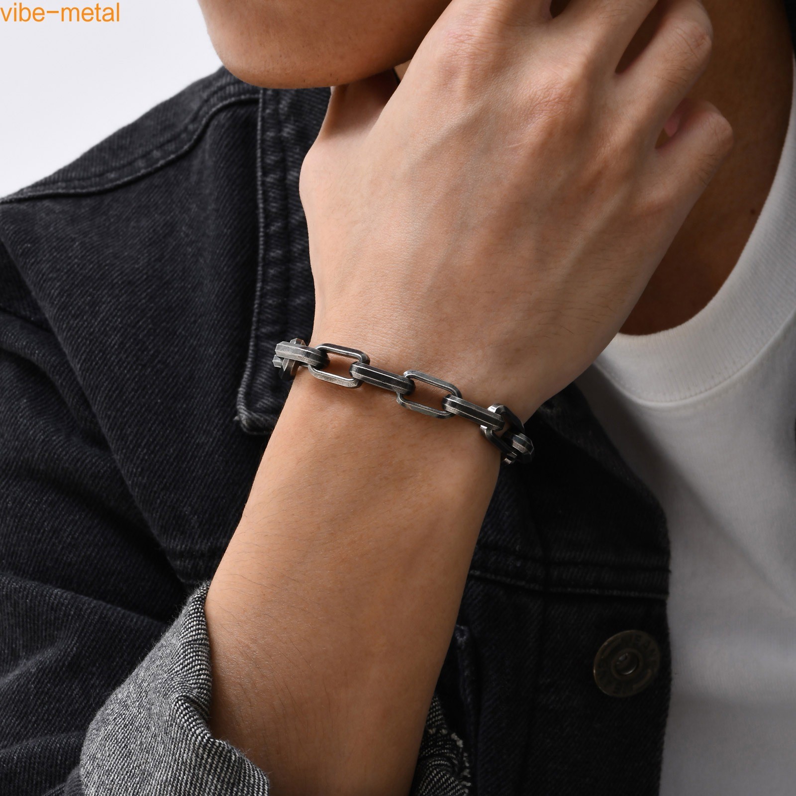 9.2mm Wide Stainless steel Chunky Paperclip Chain Bracelets Men Chain Wristband