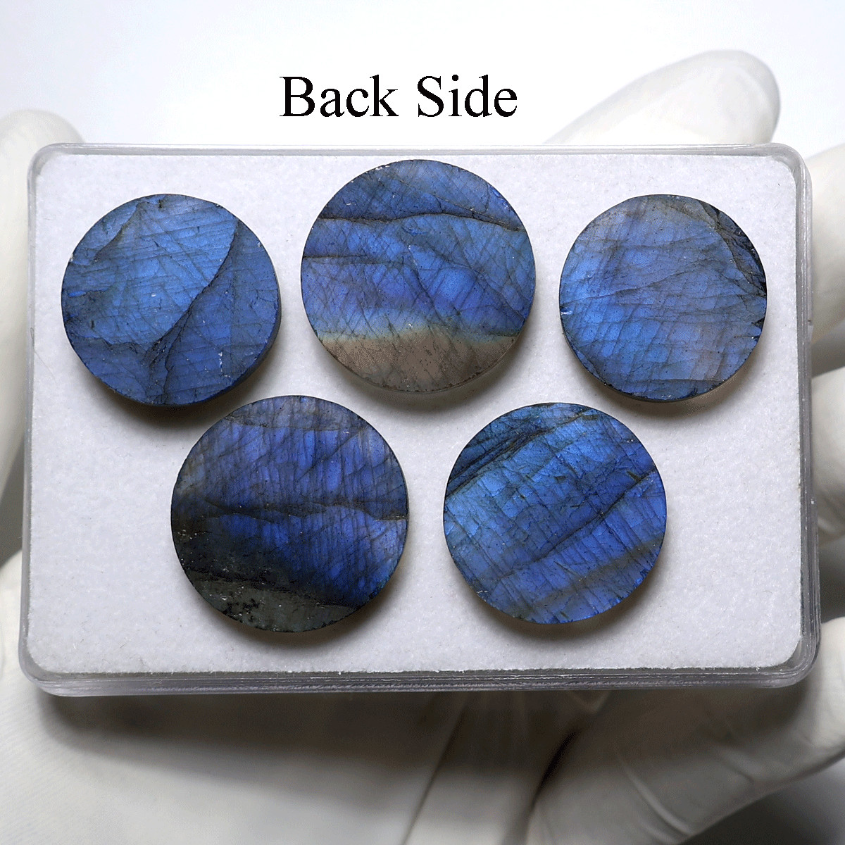 Blue Fire 5 PC Natural Labradorite Hi-Grade 21-24mm Round Faceted Cut Gemstones