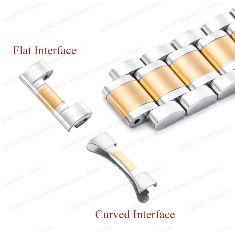 12-24mm Solid Stainless Steel Watch Band Strap Flat Arc End Butterfly Clasp Univ
