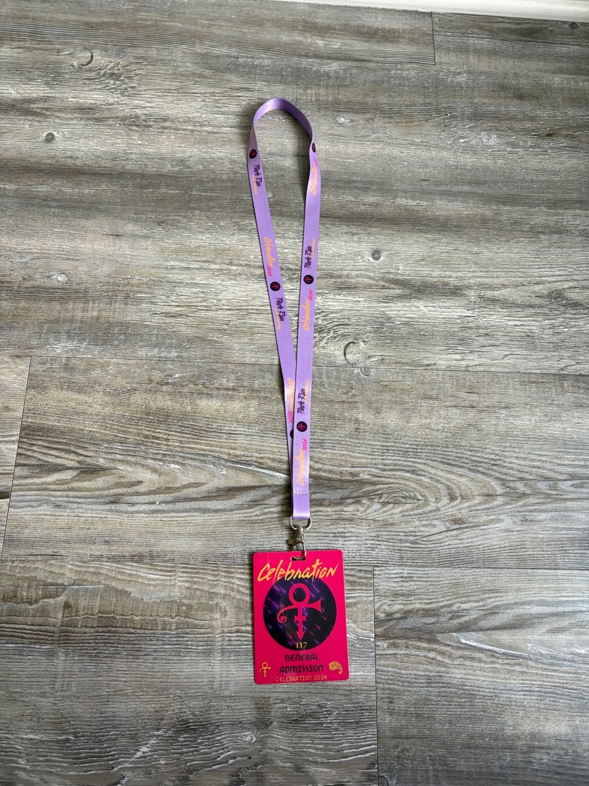 Prince Celebration 2024 General Admission Purple Rain Lanyard Badge