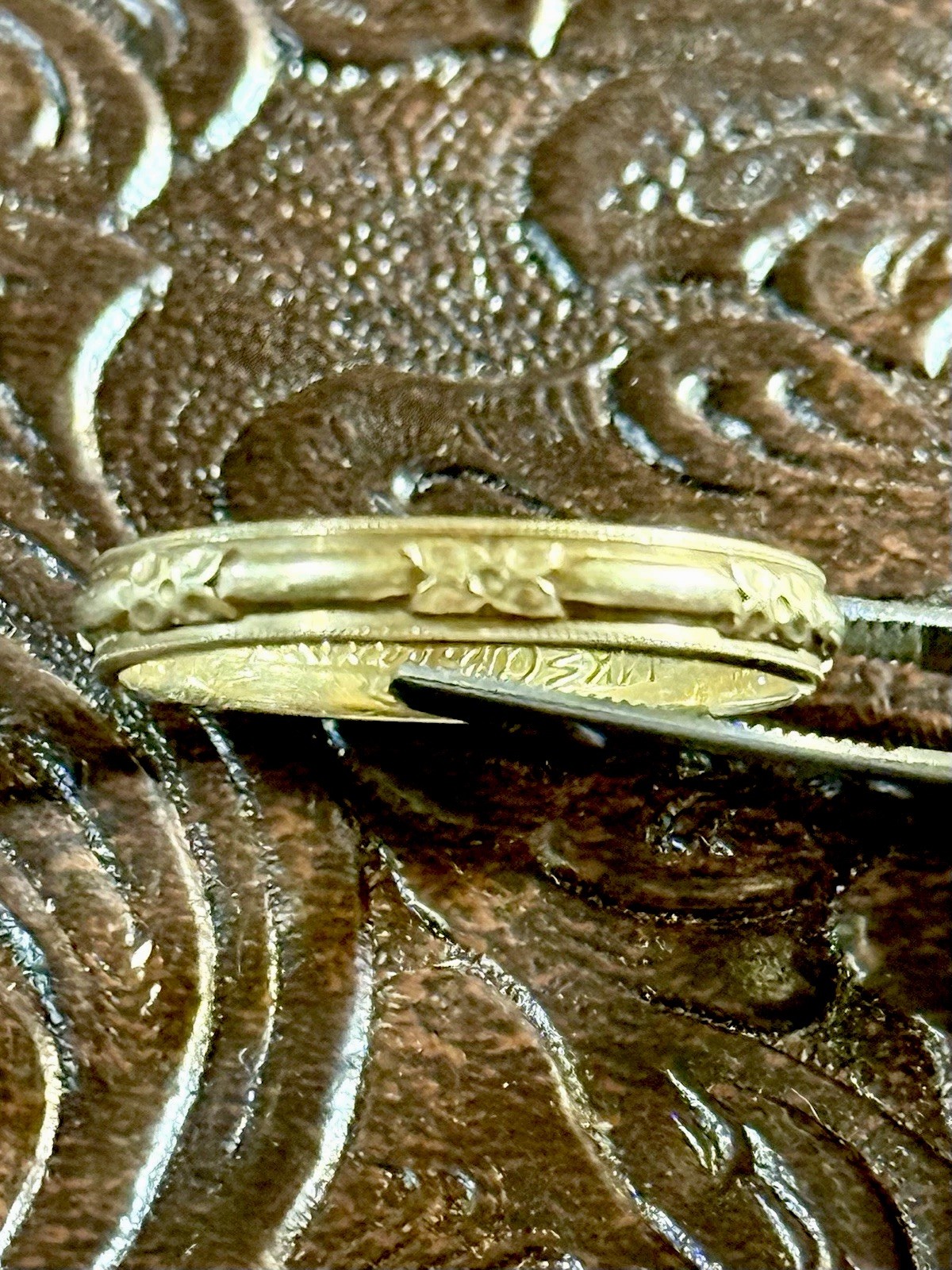 Vtg Art Deco 14k Yellow Gold Art Carved Orange Blossom Wedding Ring 9 1/2 3.24g