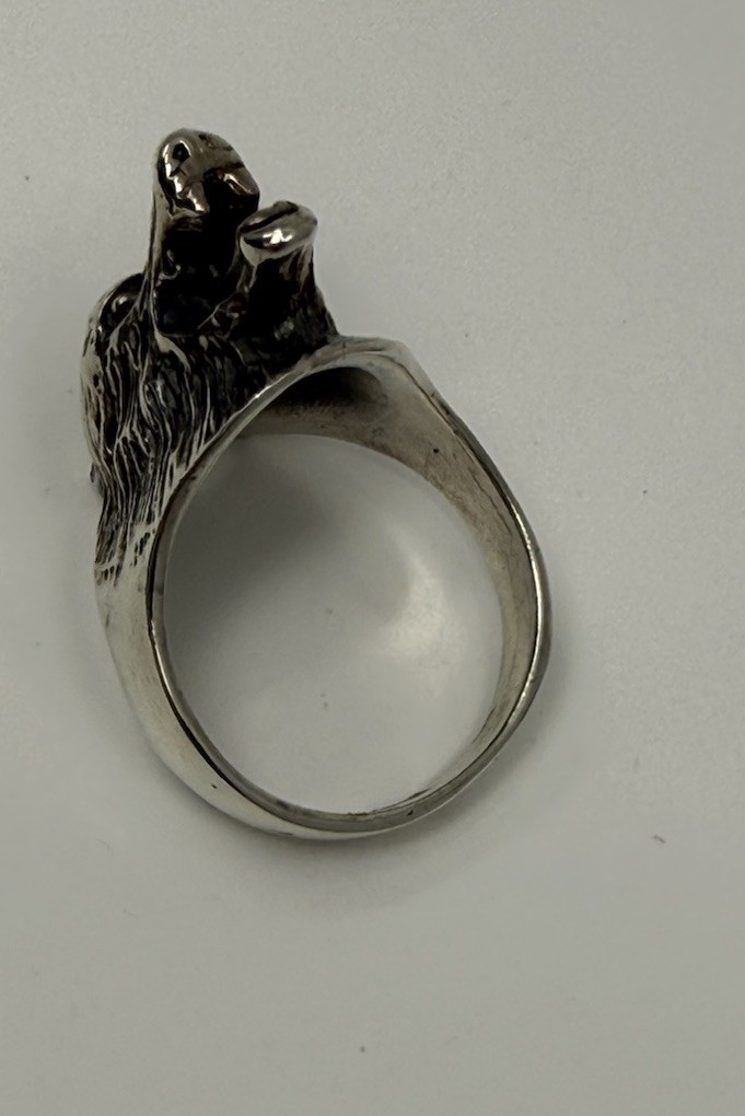 Sterling Silver 925 3D Wolf Head Snarling Ring Size 7.5 8g Gothic Biker Unisex
