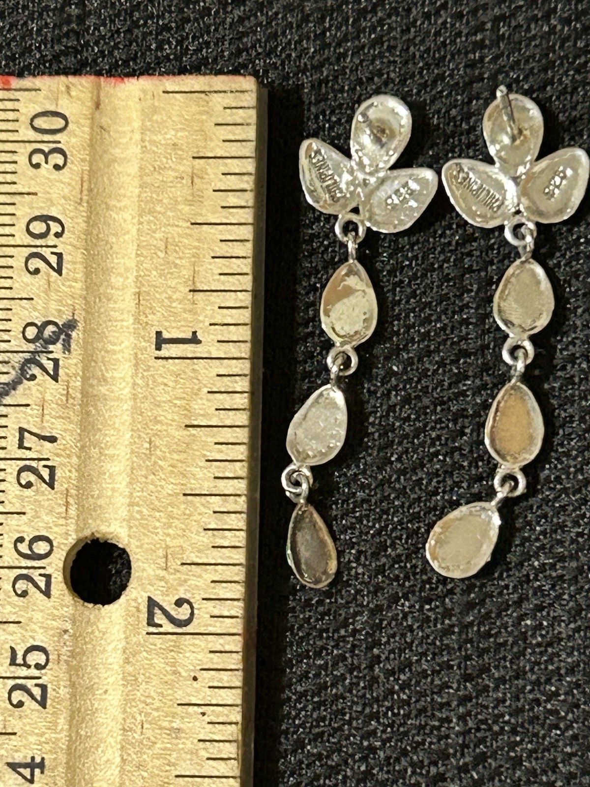 Vintage 925 Sterling Silver Green Stones Dangle Style Post Earrings Philippines