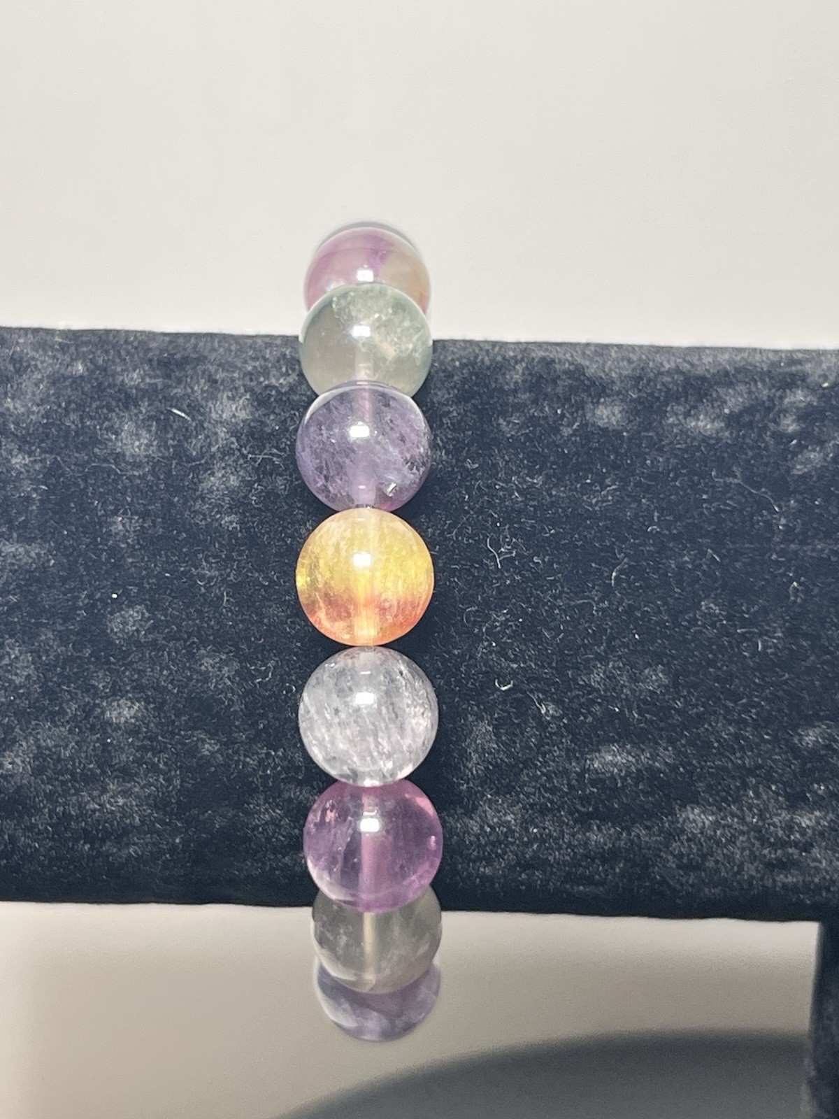 Rainbow Fluorite Beaded Bracelet – Stretchable (11 mm)