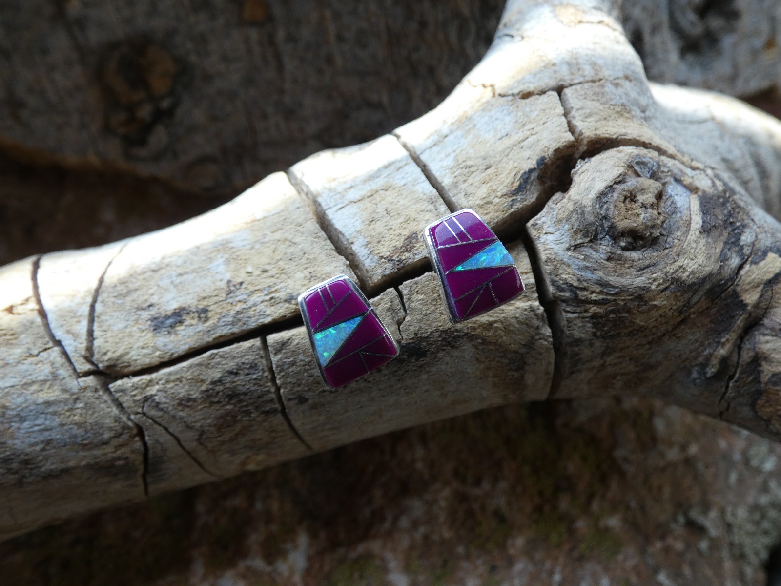 Purple Sugilite Opal Sterling Silver 925 Gemstone Stud Post Earrings NEW AR99