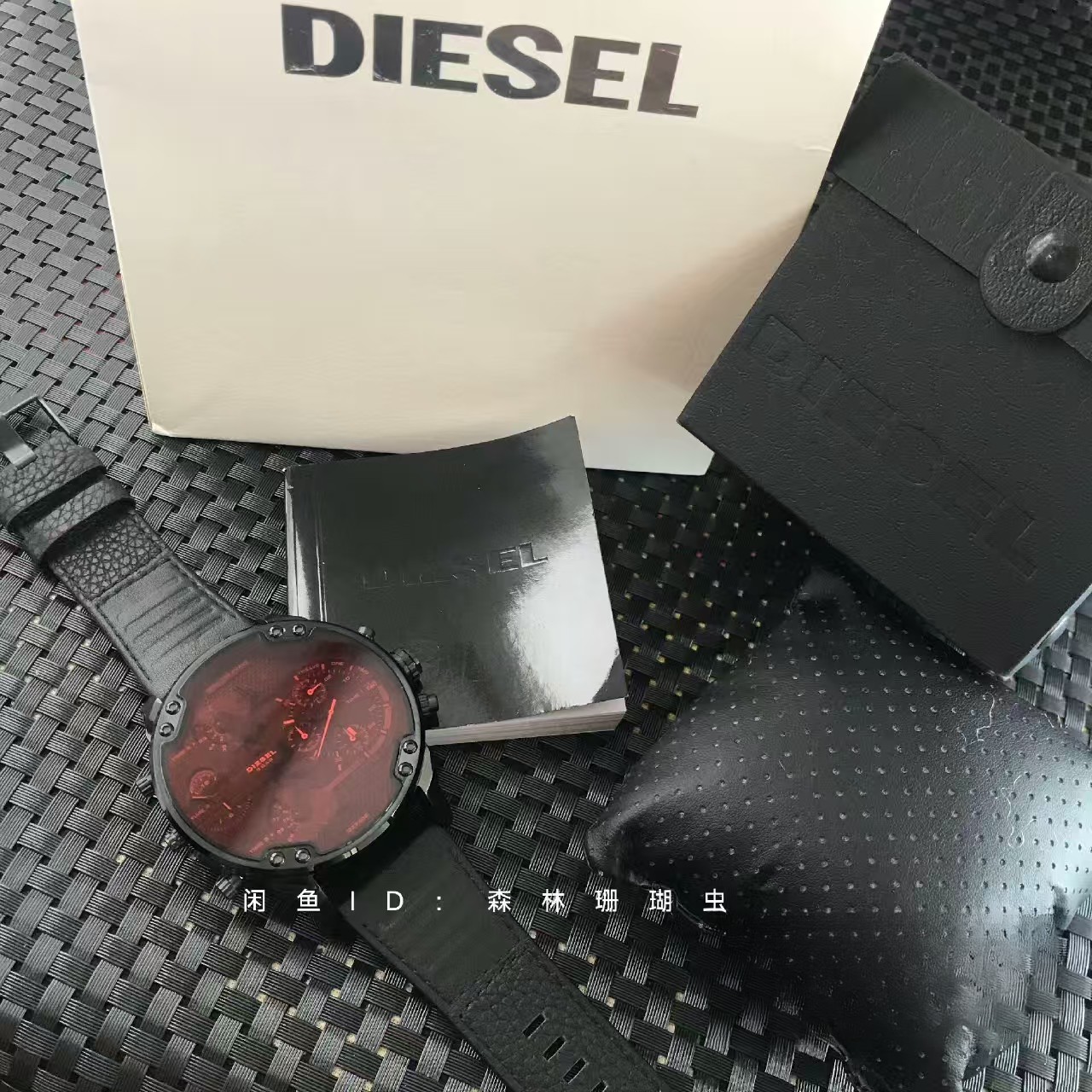 Brand new genuine DZ7402 Mr Daddy 2.0 Chronograph black leather watch 57mm