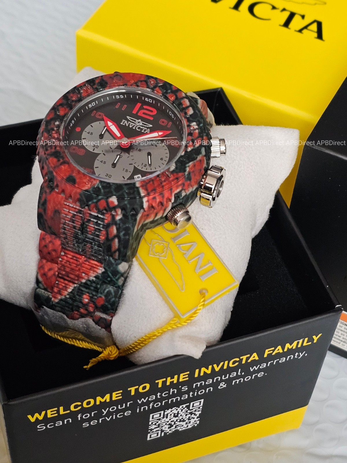 Invicta – Pro Diver HYDROPLATED Snake Skin – Chrono Black RED – 52mm mens watch