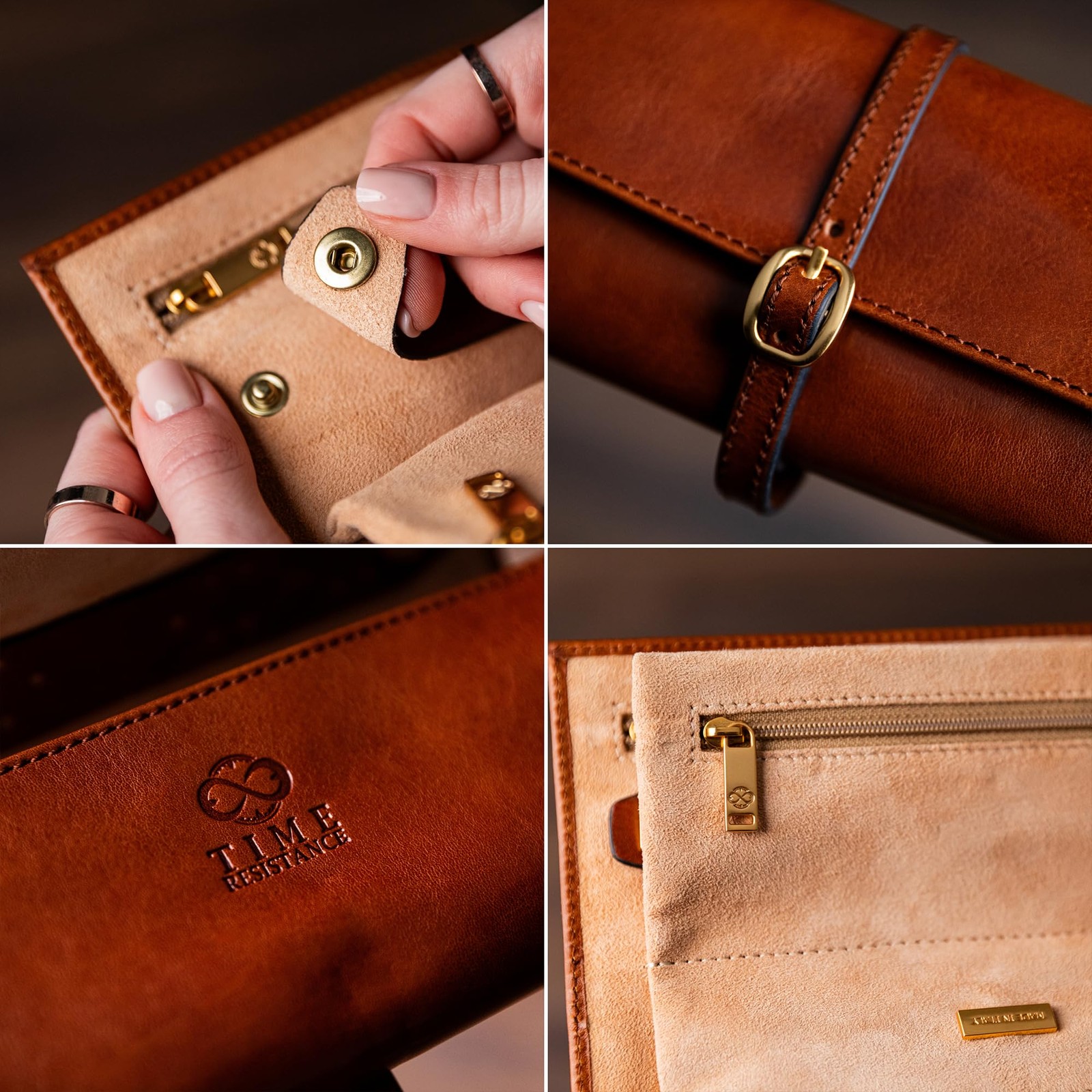 Leather Jewelry Roll – Full Grain Leather Travel Jewelry Case – Jewellery Org…