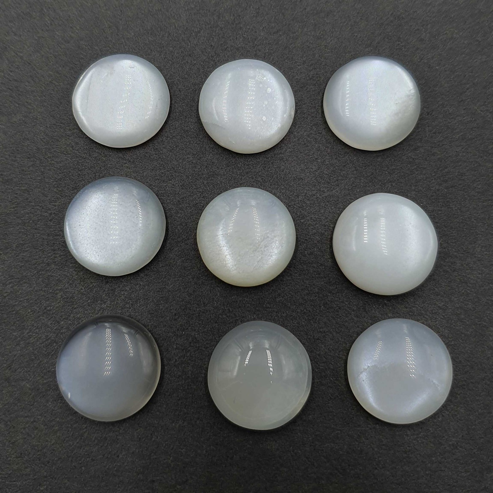 Natural White Moonstone Round Cabochon Loose Stone Lot 7 Pcs 18-18.50 MM 103 CT