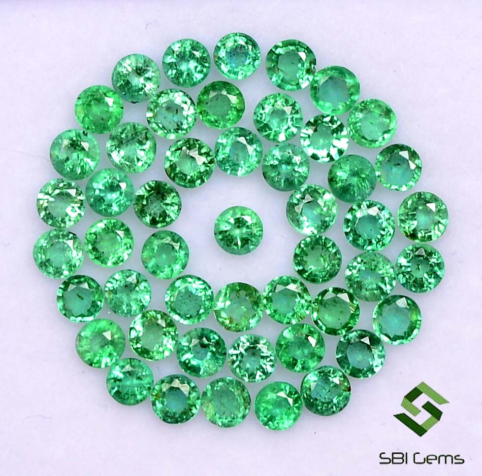 Natural Emerald Round Cut 2.50 mm Lot 50 Pcs Calibrated Faceted Loose Gemstones