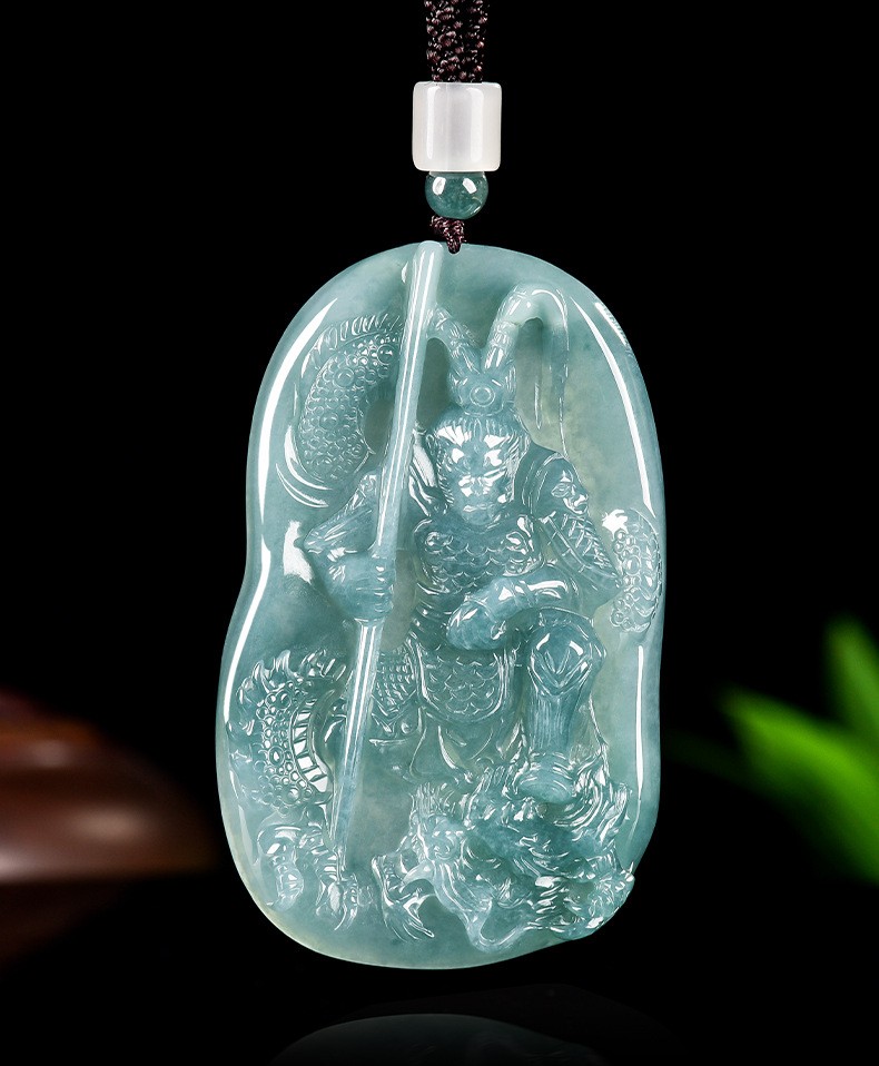 Certified Natural A-grade jadeite blue water Black Myth Wukong Jade Pendant