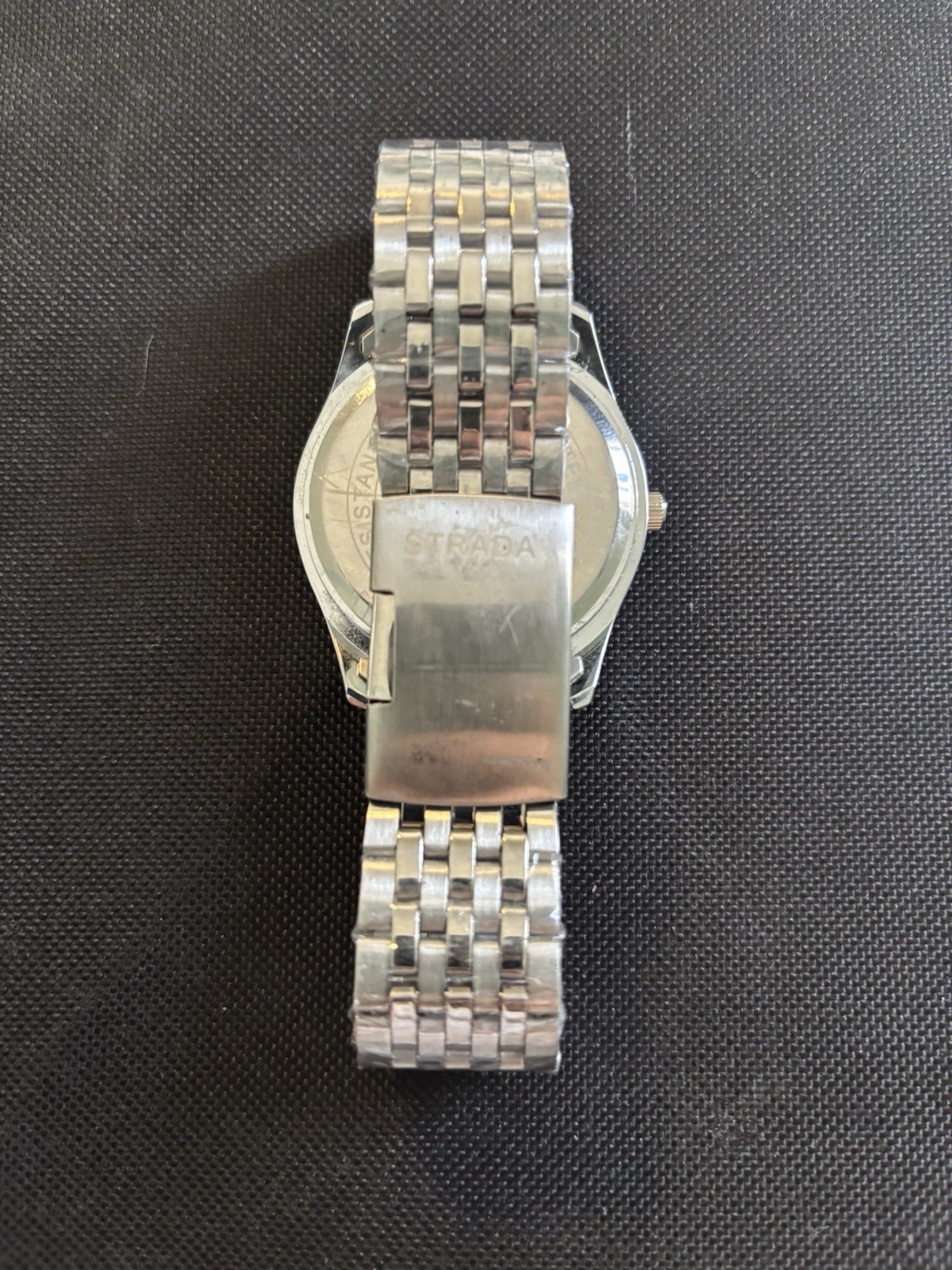 Strada Quartz Wristwatch Blue Analog Dial Roman Numerals Silver SS Bracelet