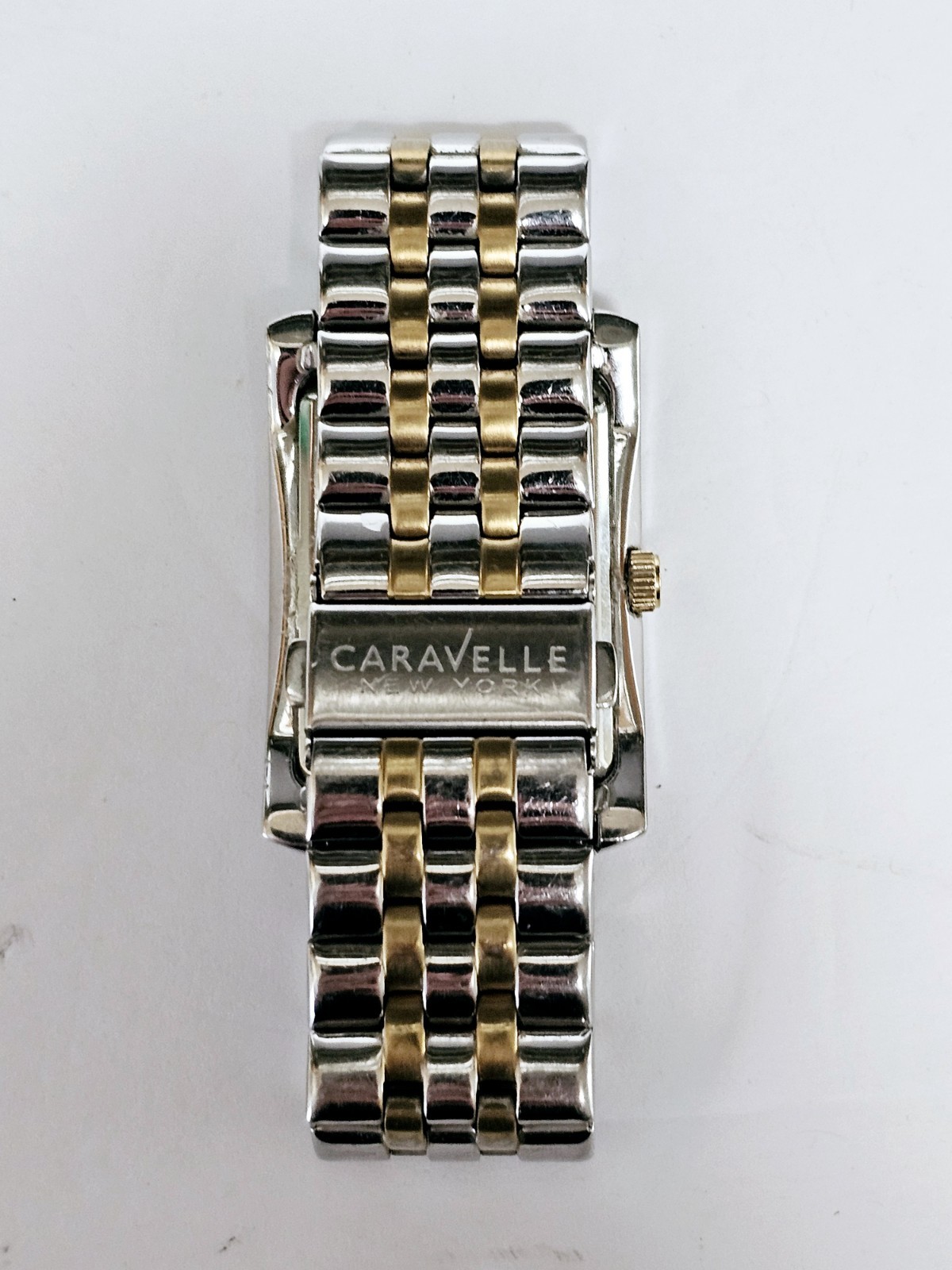 Caravelle By Bulova Tank Watch 45A123 Two Toned 32mm To Crown 40mm From Top.