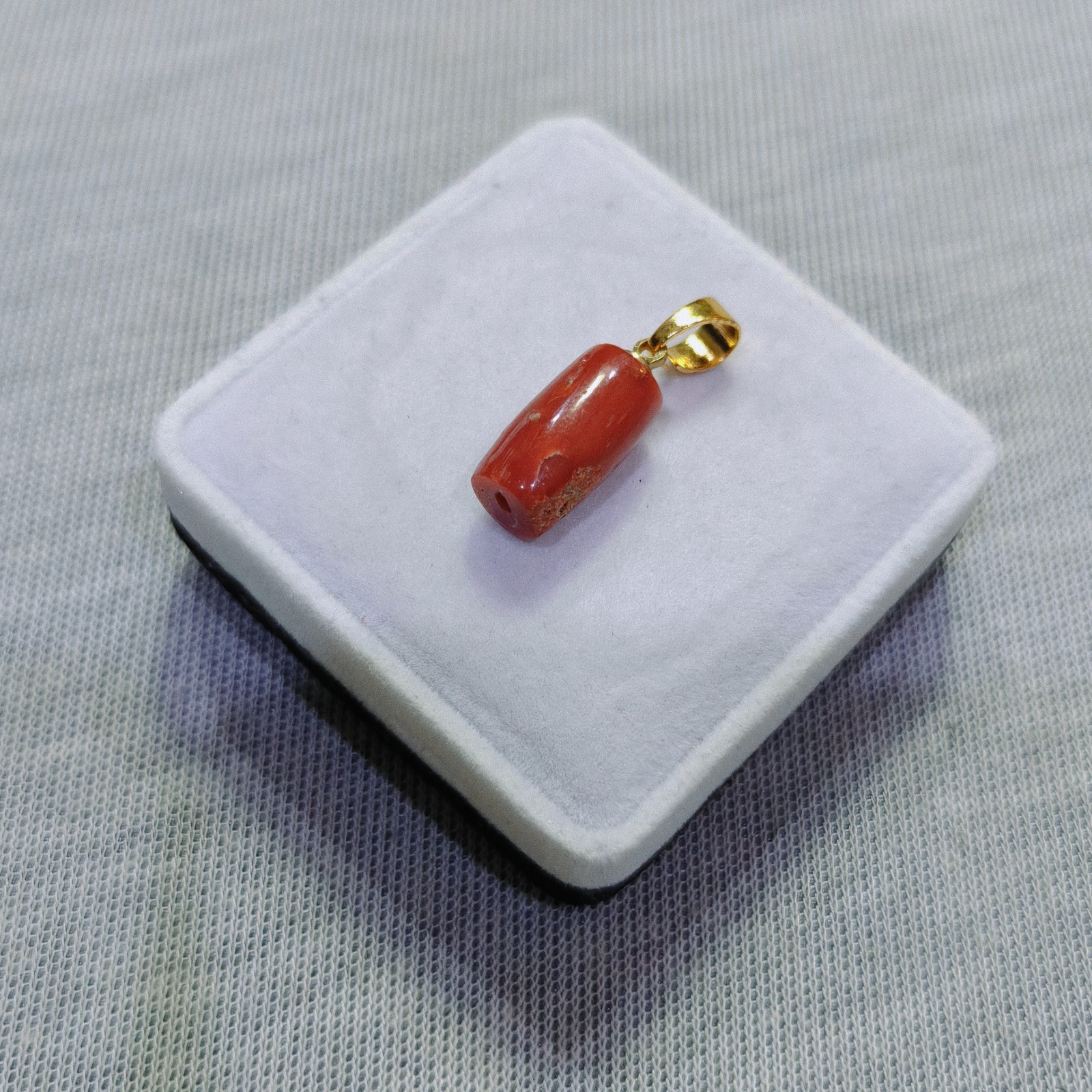 Natural Italian Red Coral Brass Pendant Sea Coral Gemstone Handmade Jewelry Gift