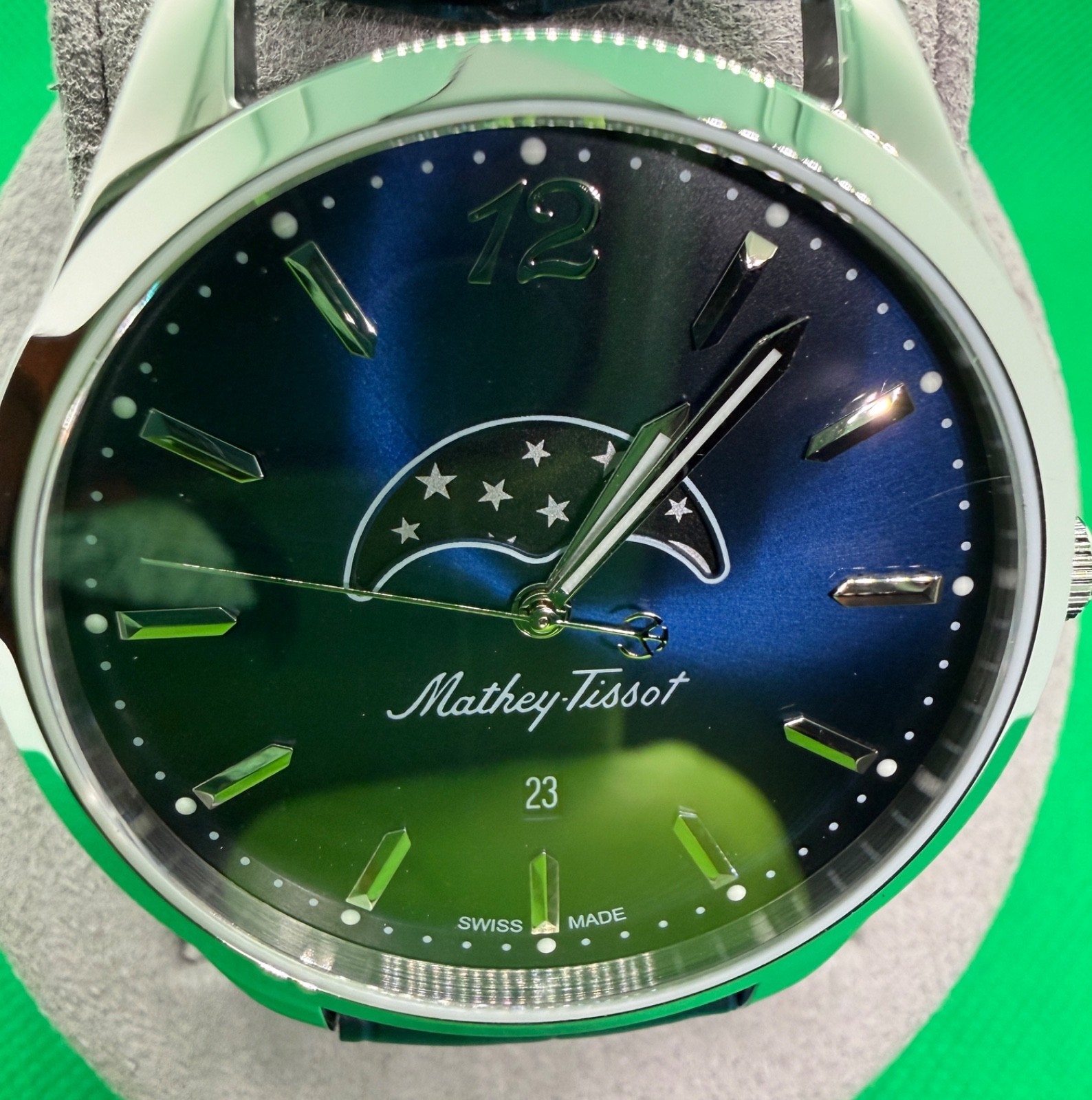 DIRECT FROM SWITZERLAND Mathey-Tissot Urban Moon Phase Blue Dial H411LABU NIB
